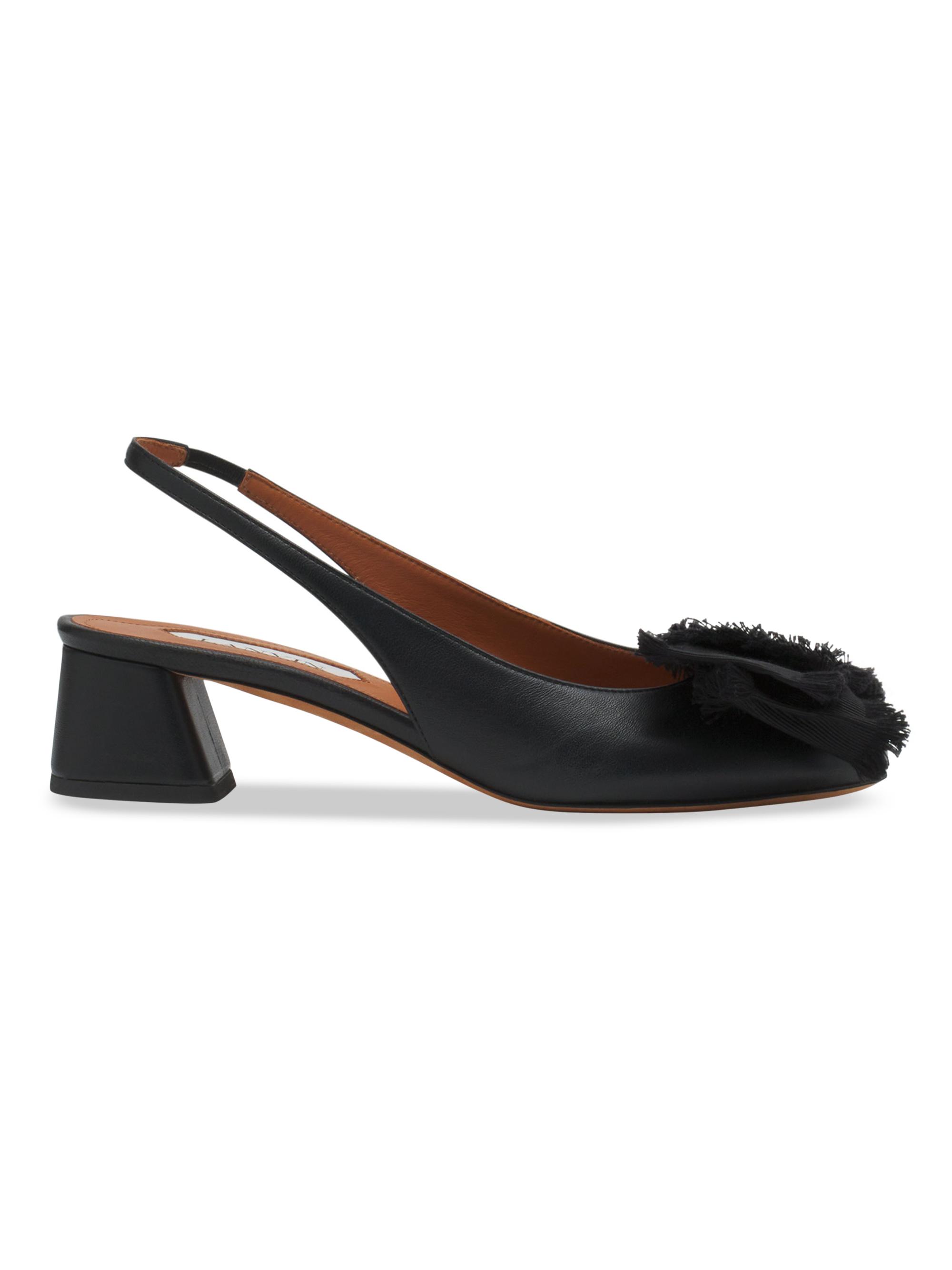 Lanvin Women's Leather Heeled Slingback Ballerinas - Black