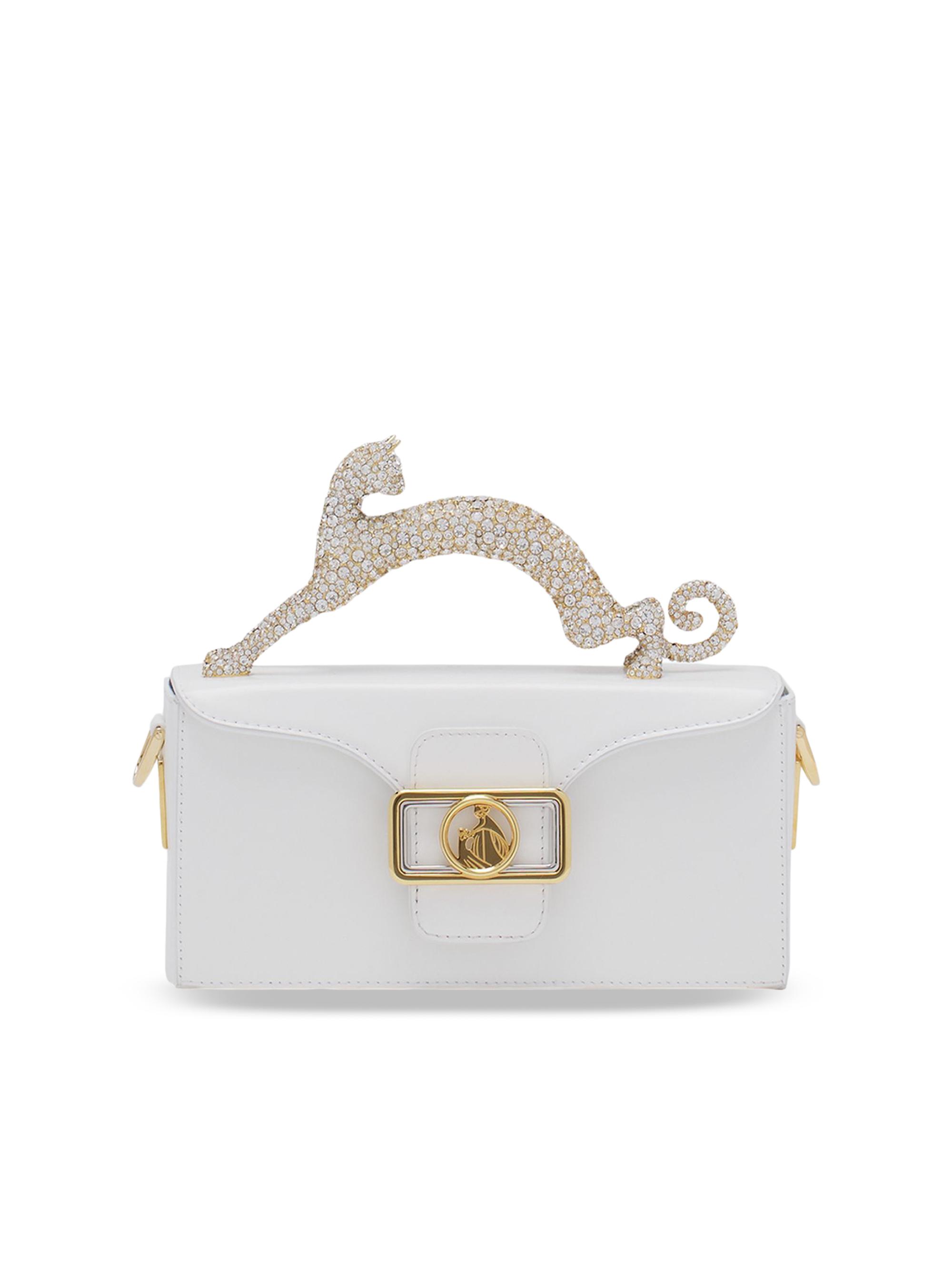 Lanvin Women's Pencil Cat Bag in Leather and Rhinestones - White