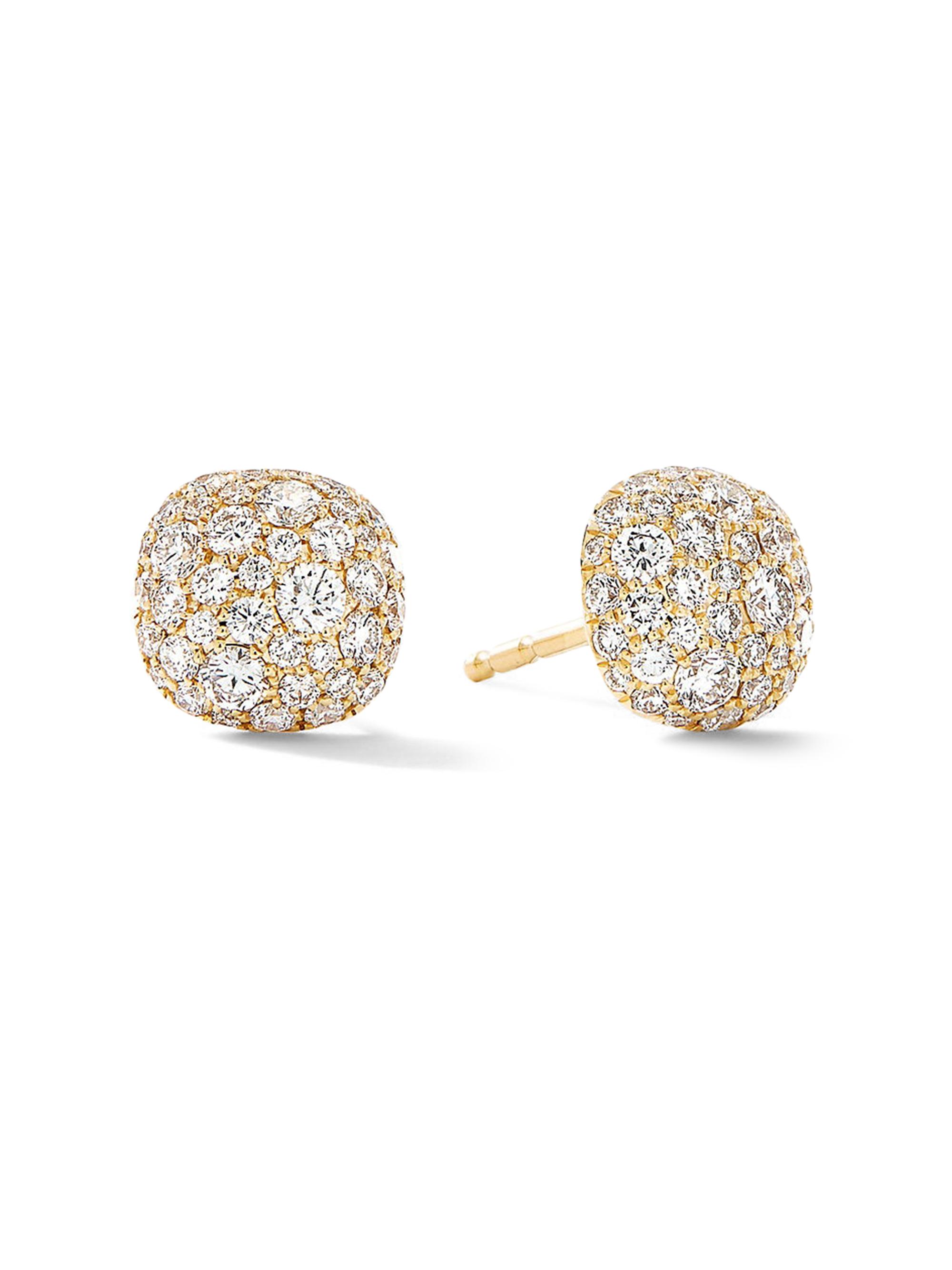 David Yurman Women's Cushion Stud Earrings in 18K Yellow Gold - Diamond
