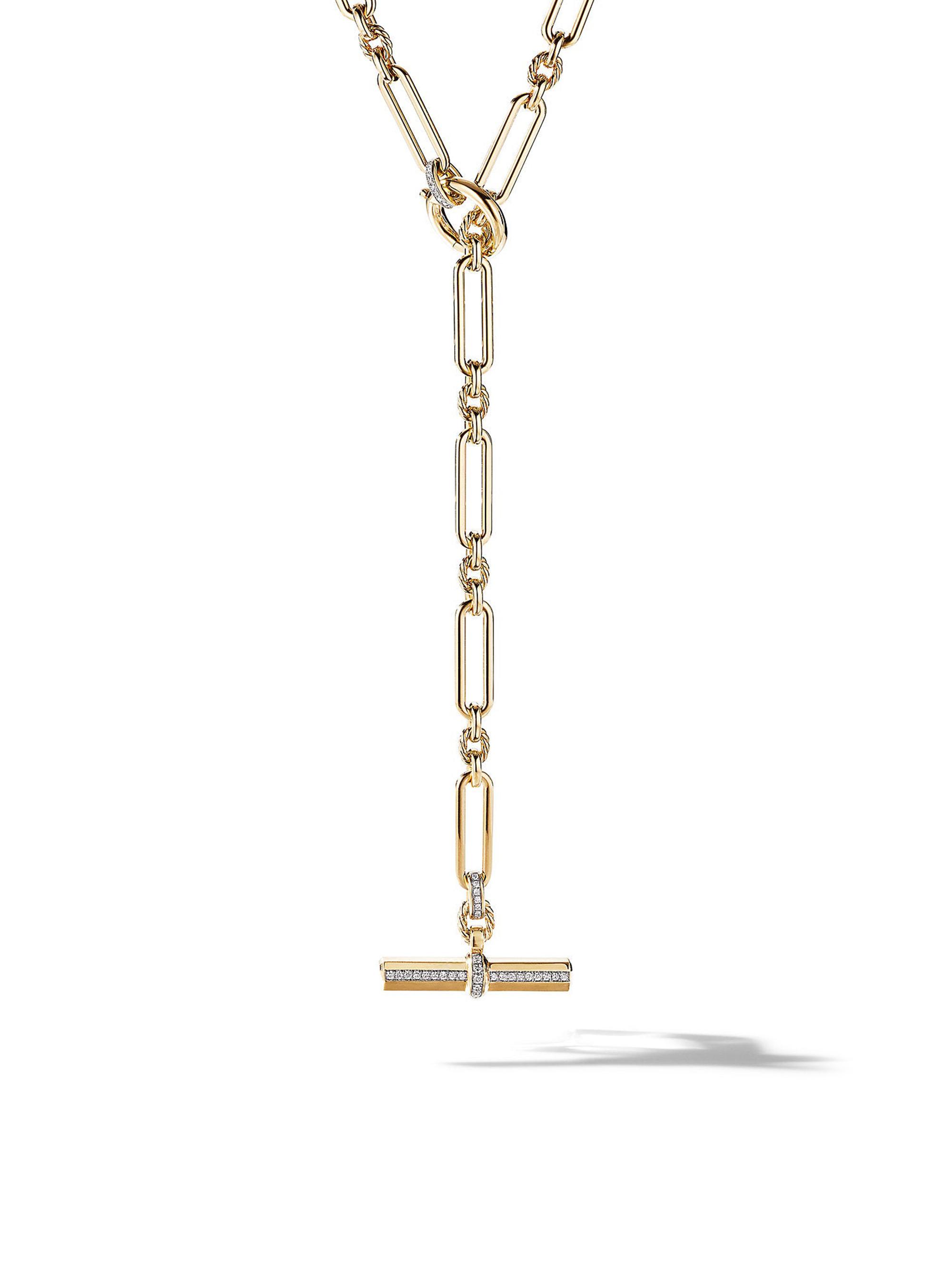 David Yurman Women's Lexington Necklace in 18K Yellow Gold with Pavé Diamonds - Diamond