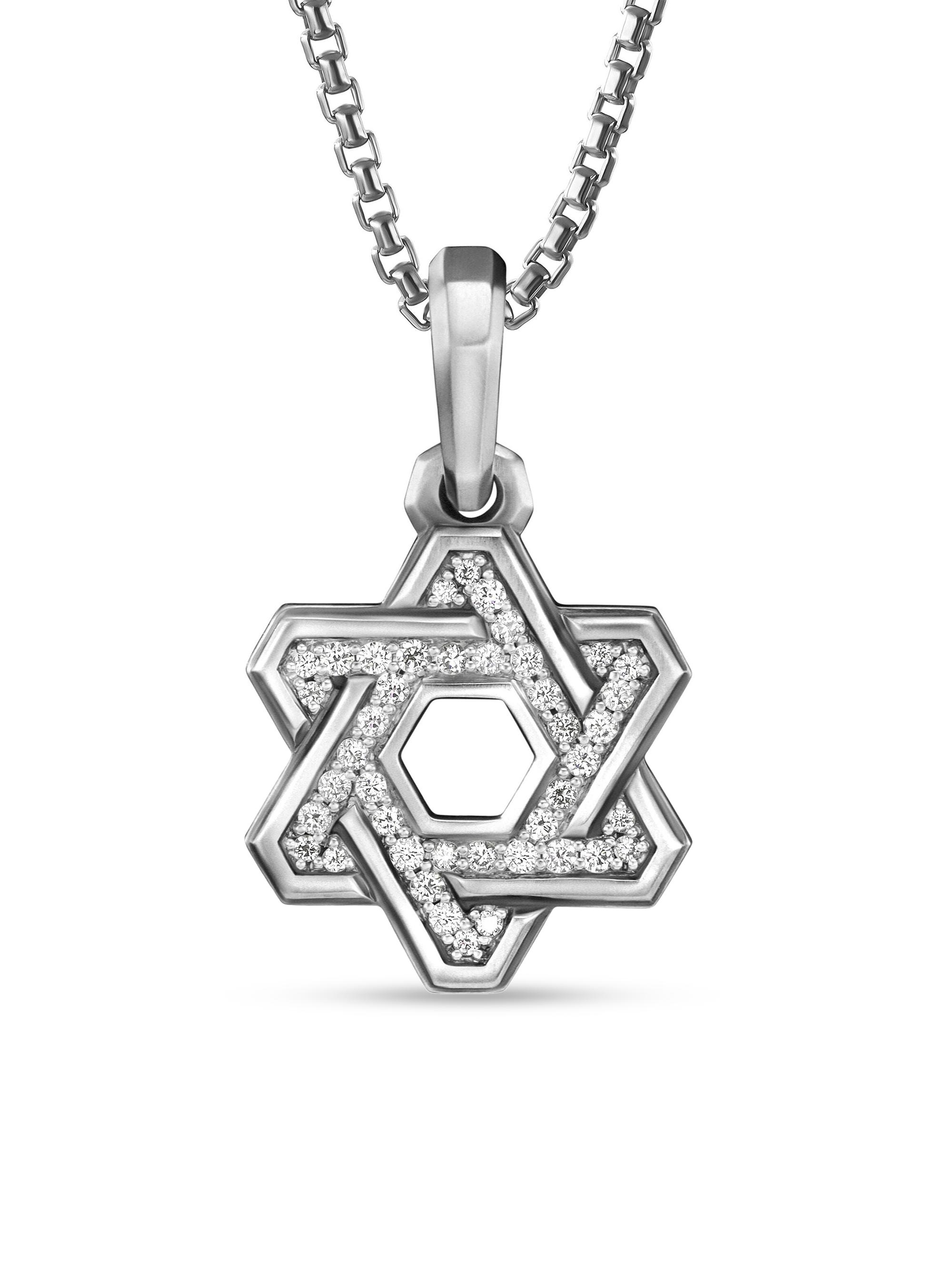 David Yurman Men's Deco Star of David Pendant in Sterling Silver - Diamond