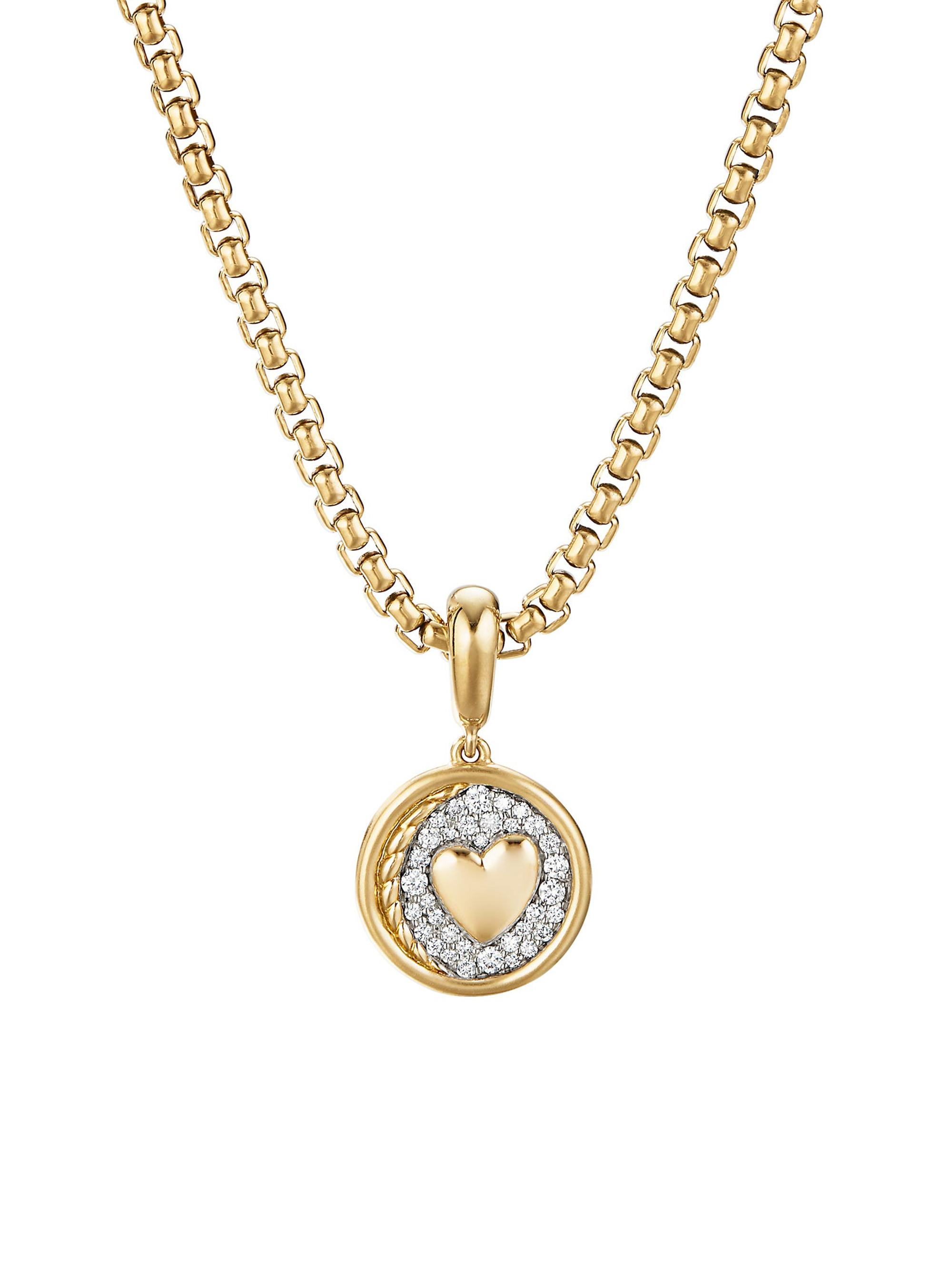 David Yurman Women's Heart Amulet in 18K Yellow Gold with Diamonds - Diamond