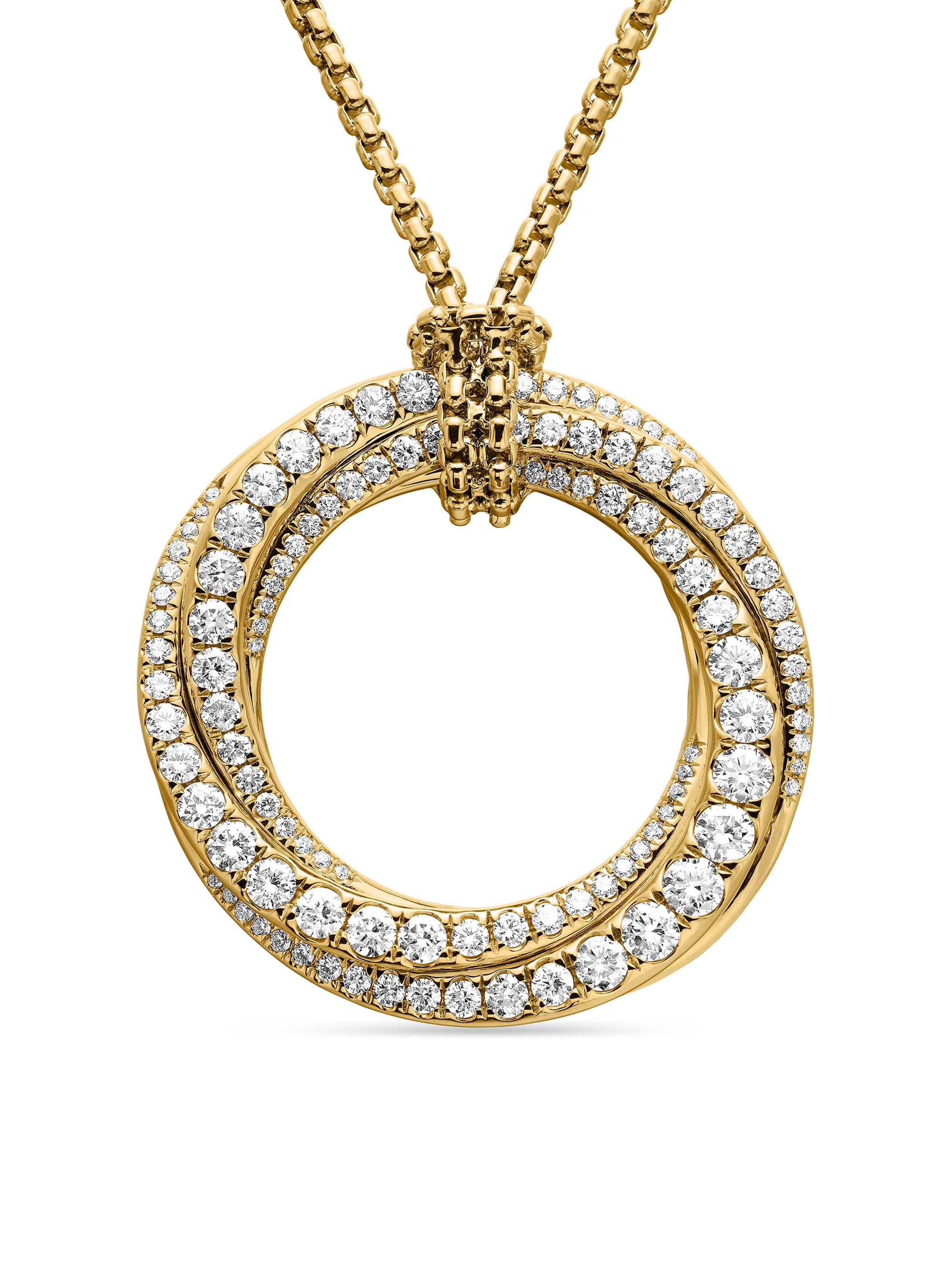 David Yurman Women's Pavé Crossover Pendant Necklace in 18K Gold with Diamonds - Gold