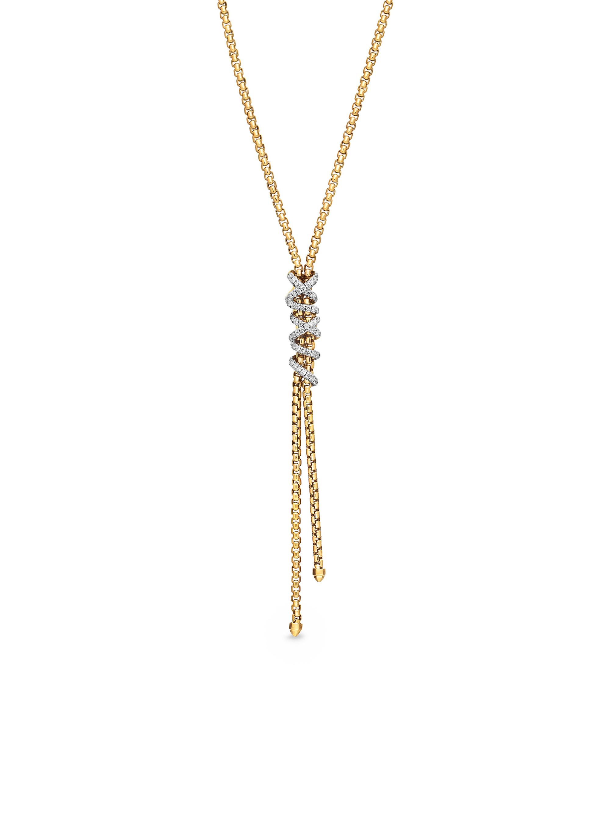 David Yurman Women's Helena Y Necklace in 18K Yellow Gold with Diamonds - Diamond