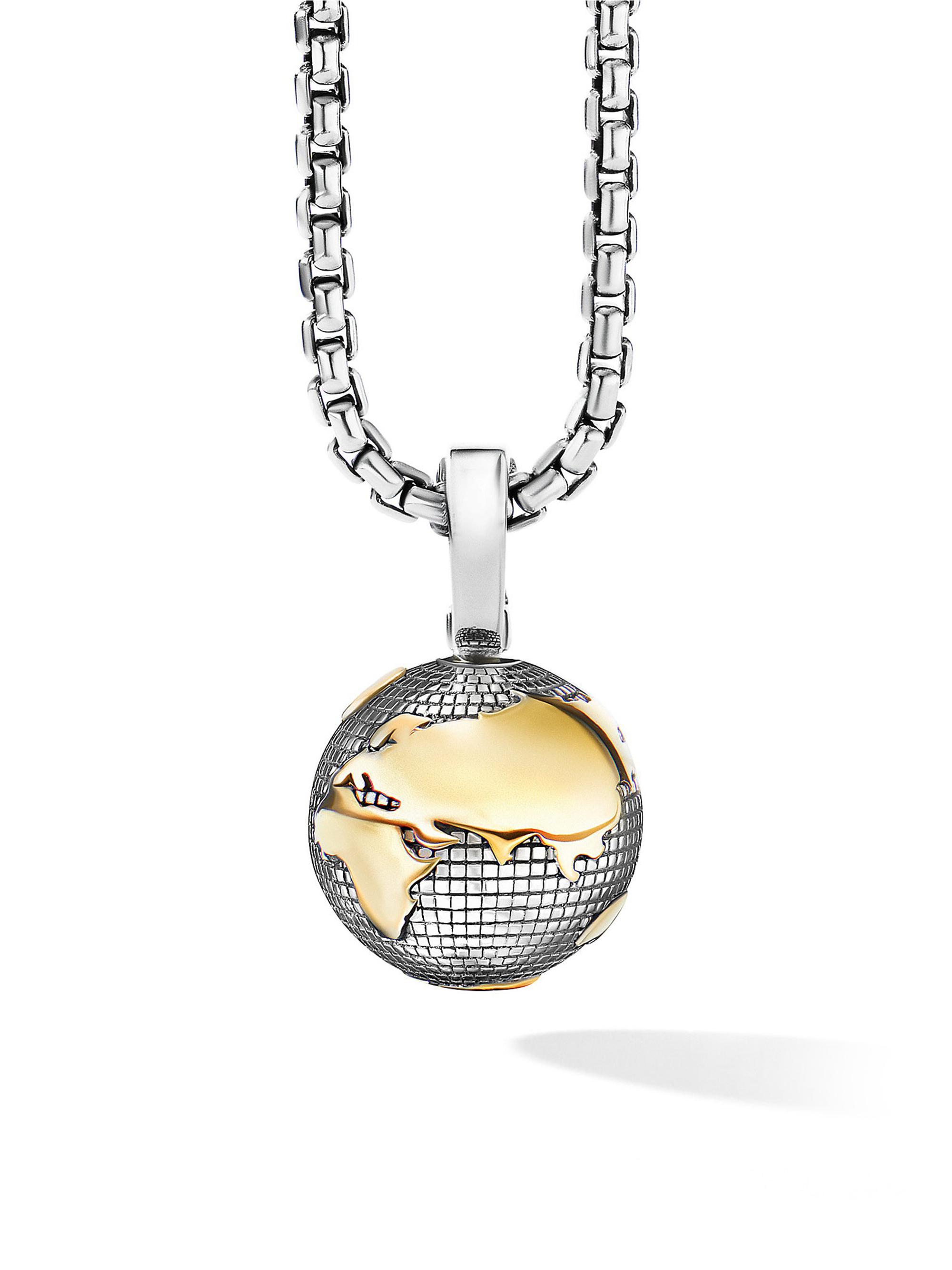 David Yurman Men's Earth Amulet in Sterling Silver with 18K Yellow Gold, 27MM - Silver