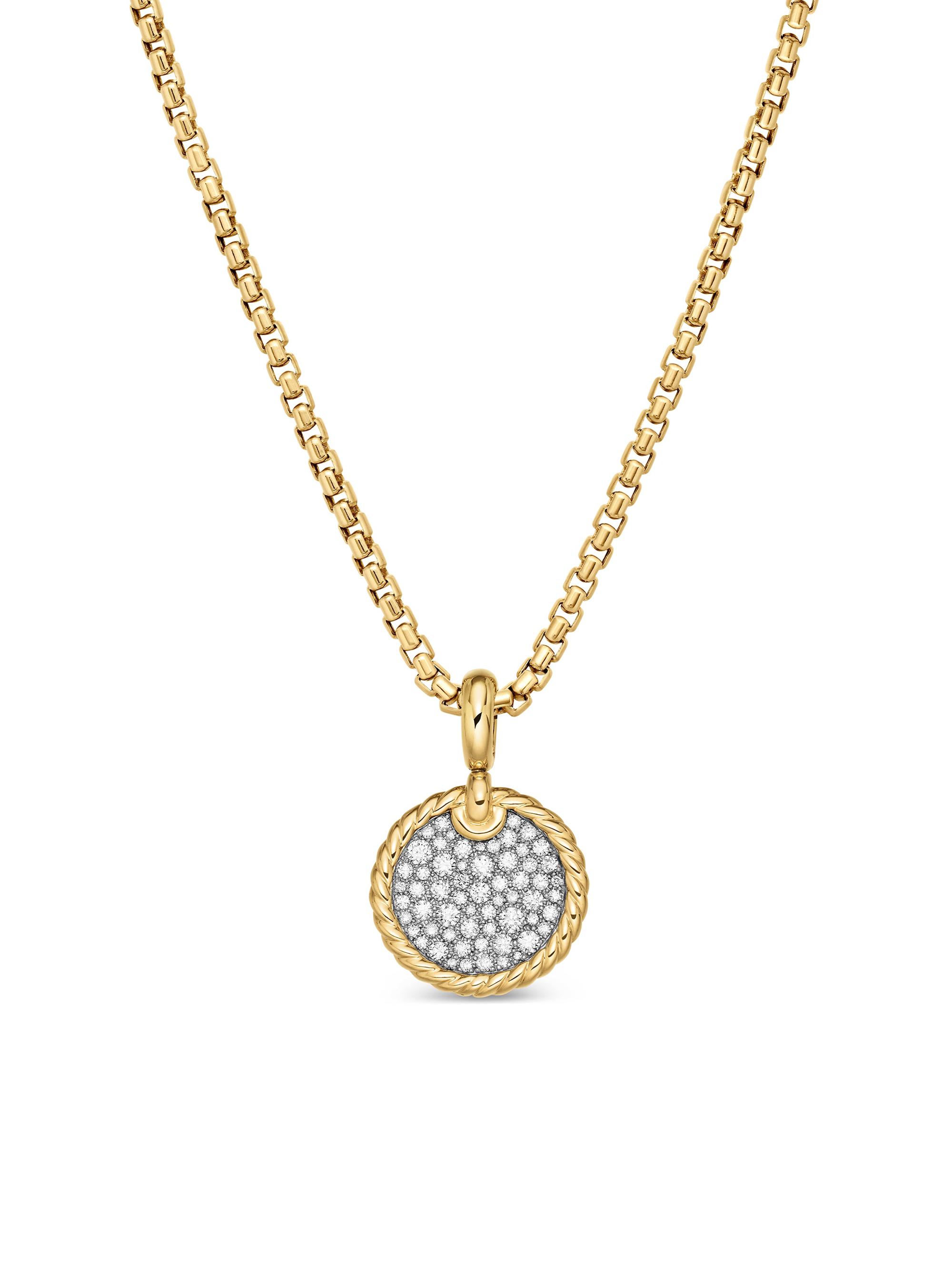 David Yurman Women's Elements Disc Pendant in 18K Yellow Gold with Diamonds - Diamond