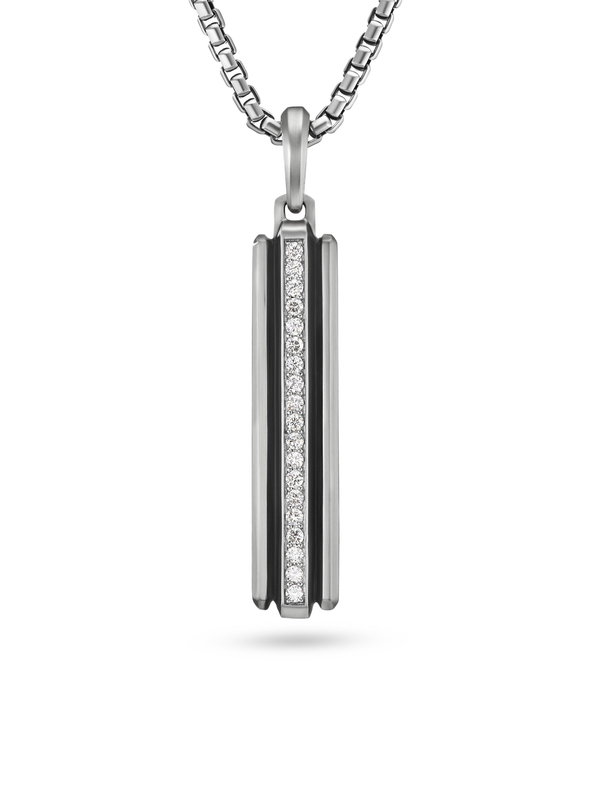 David Yurman Men's Deco Ingot Tag in Sterling Silver - Diamond