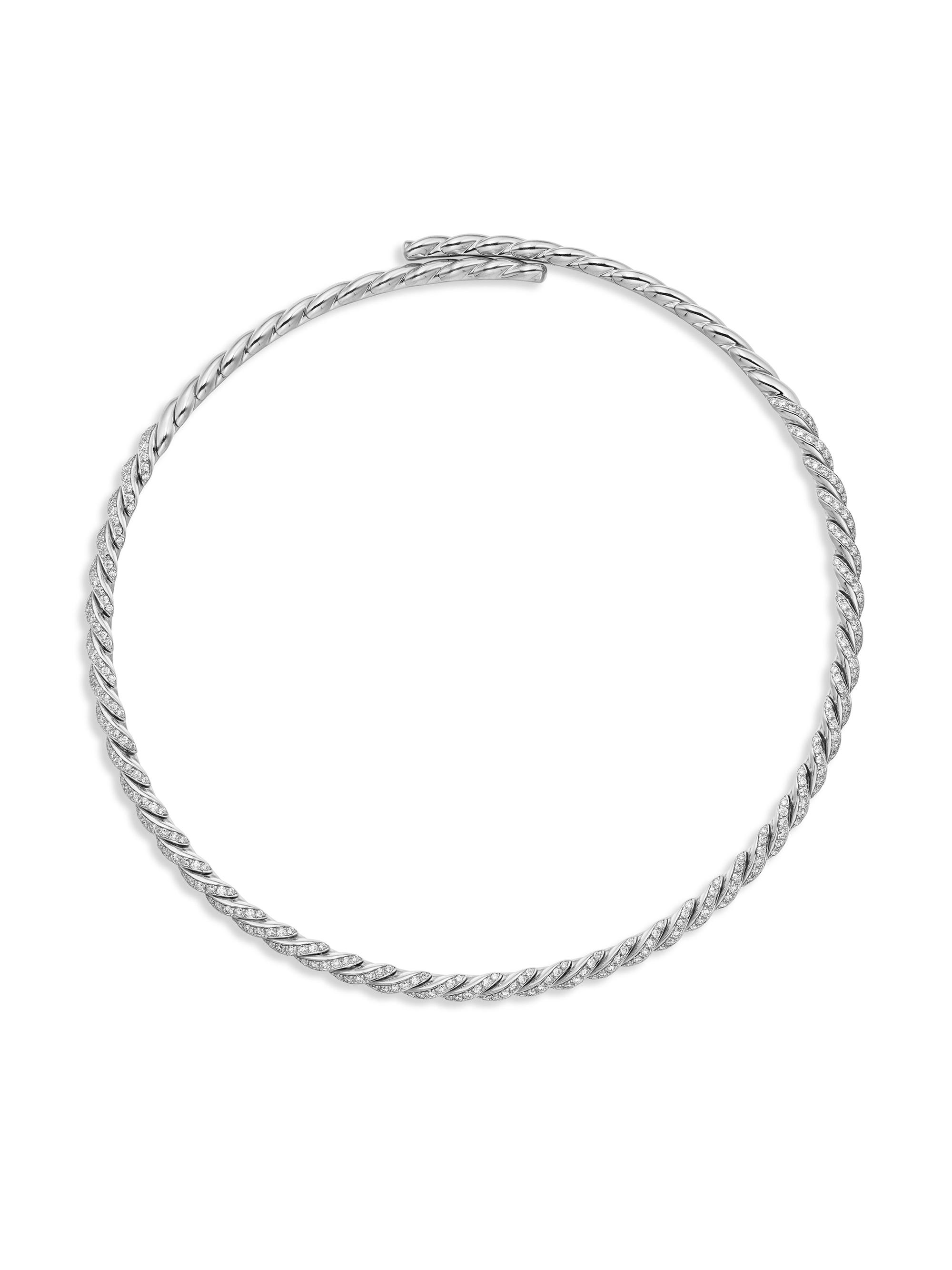 David Yurman Women's Pavéflex Necklace in 18K White Gold with Diamonds - Diamond