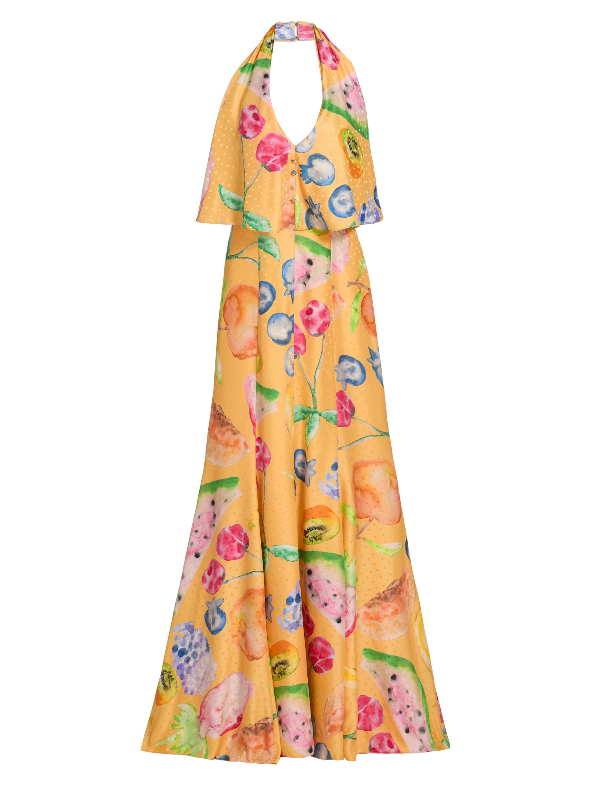 Rosie Assoulin Women's Bat Your Eyelashes Halter Gown - Pineapple