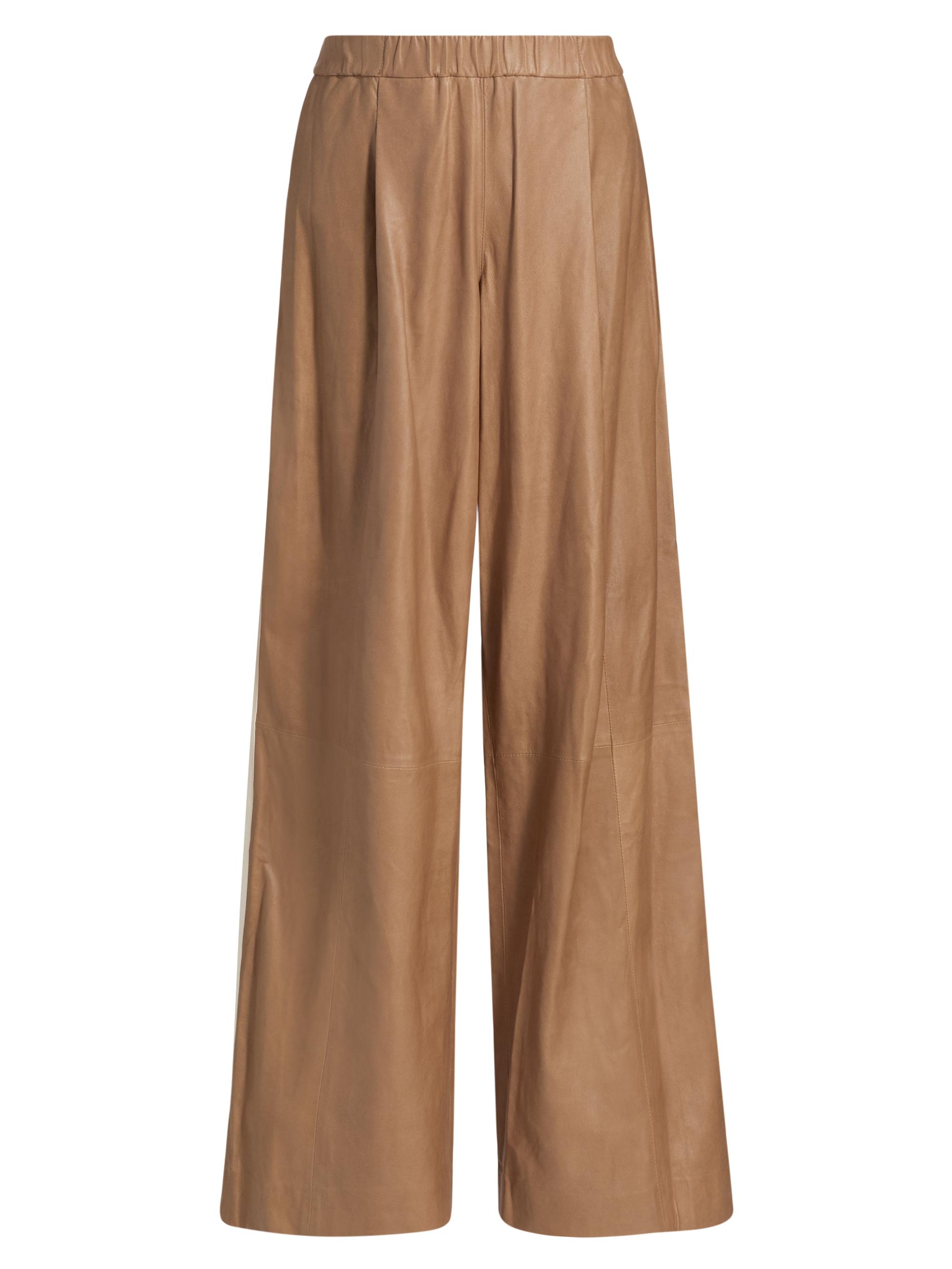 TWP Women's Eva Tux Leather Wide-Leg Pants - Kelp Bone