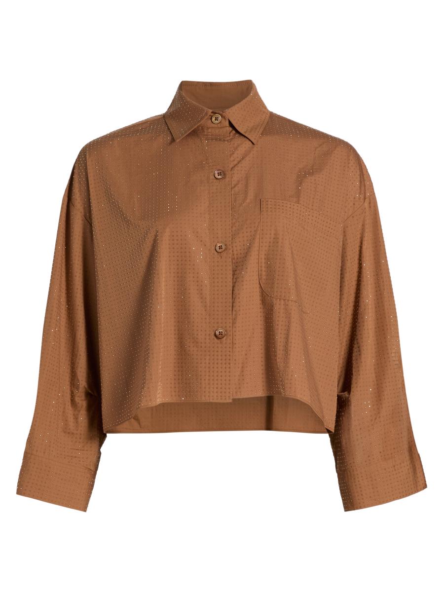TWP Next Ex Rhinestone Crop Button-Front Shirt | Saks Fifth Avenue