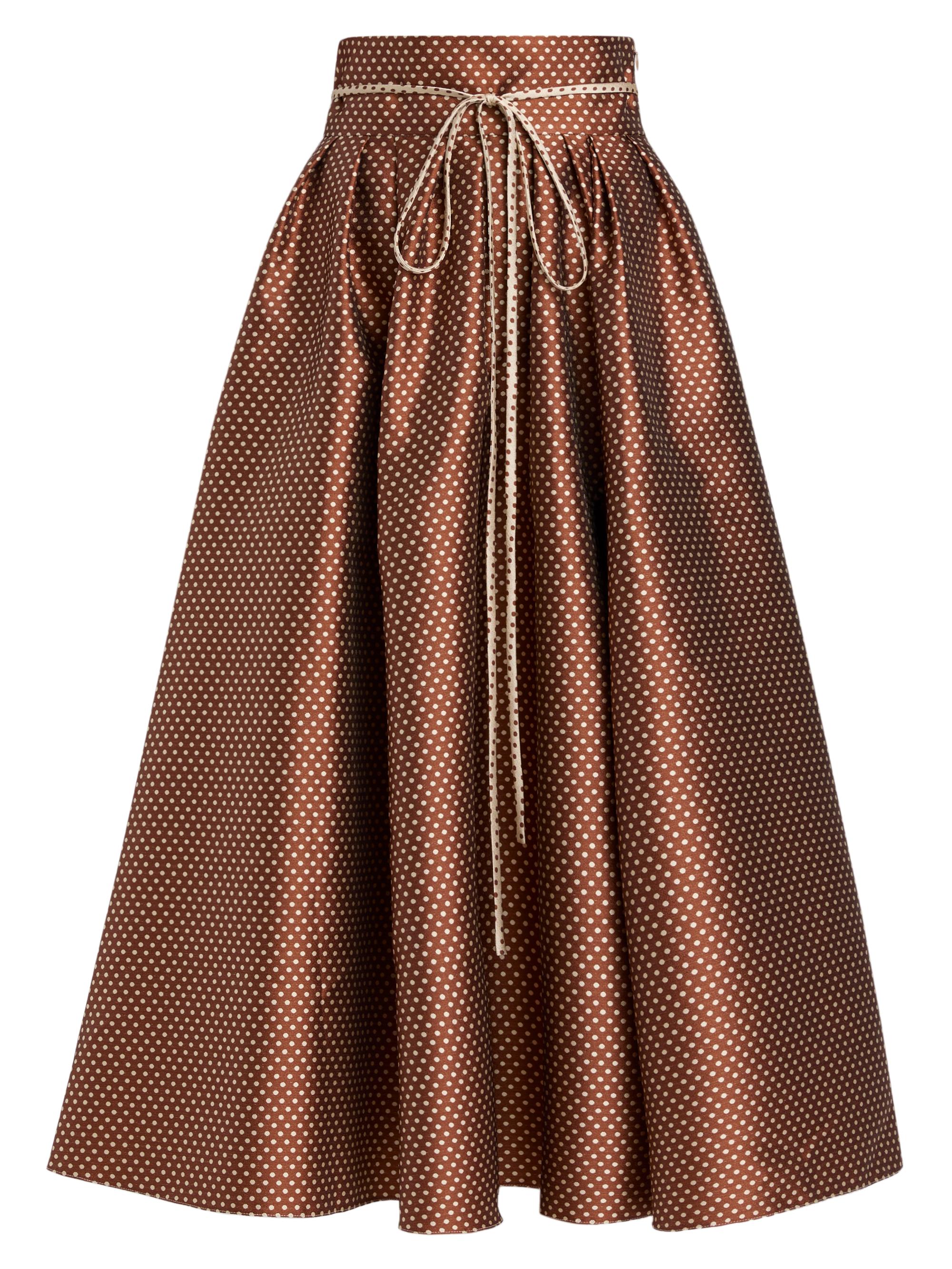 Rosie Assoulin Women's Polka Dot Jacquard High-Waist Maxi Skirt - Brown Cream