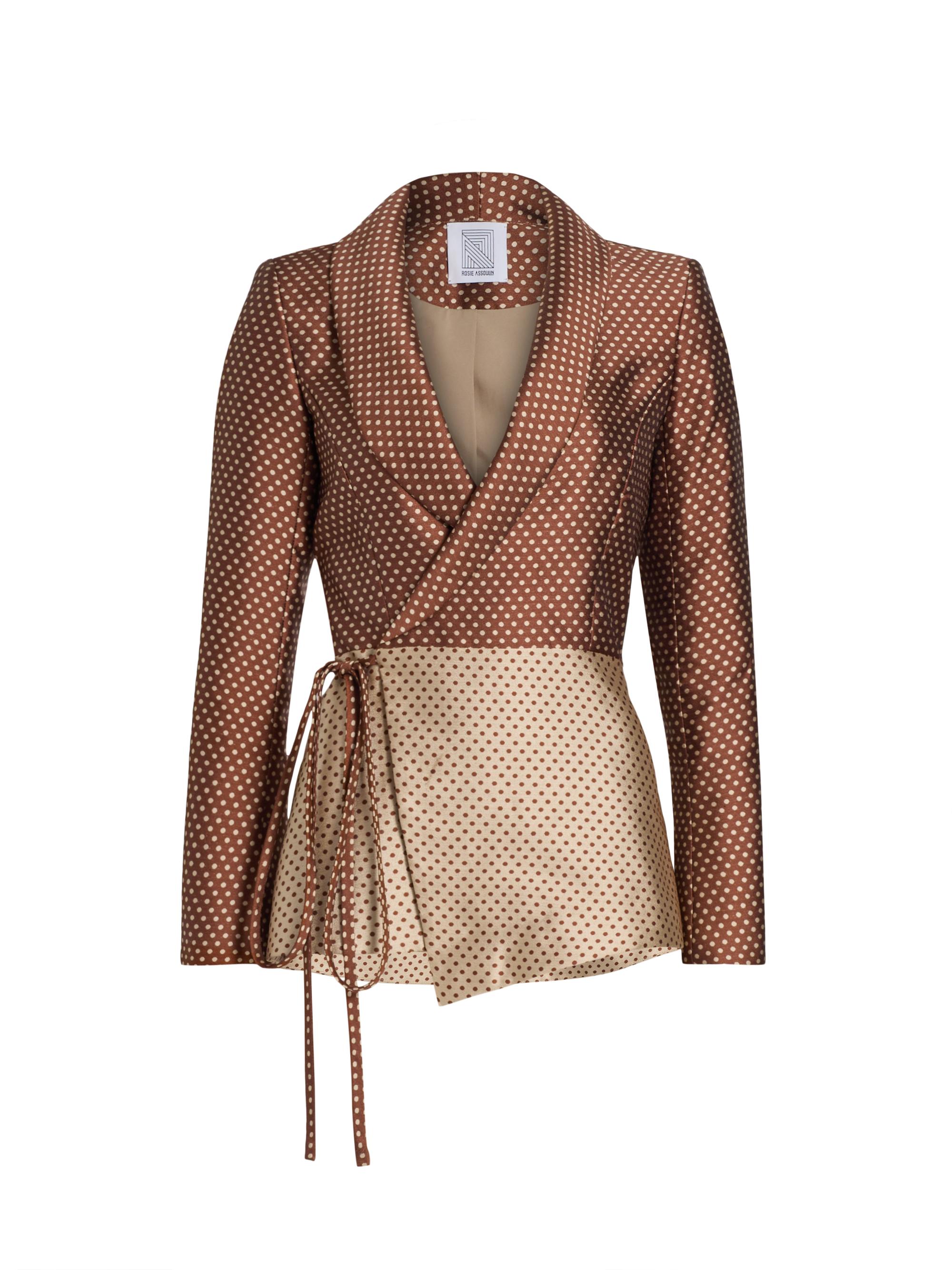 Rosie Assoulin Women's Rapt Attention Polka Dot Blazer - Brown Cream