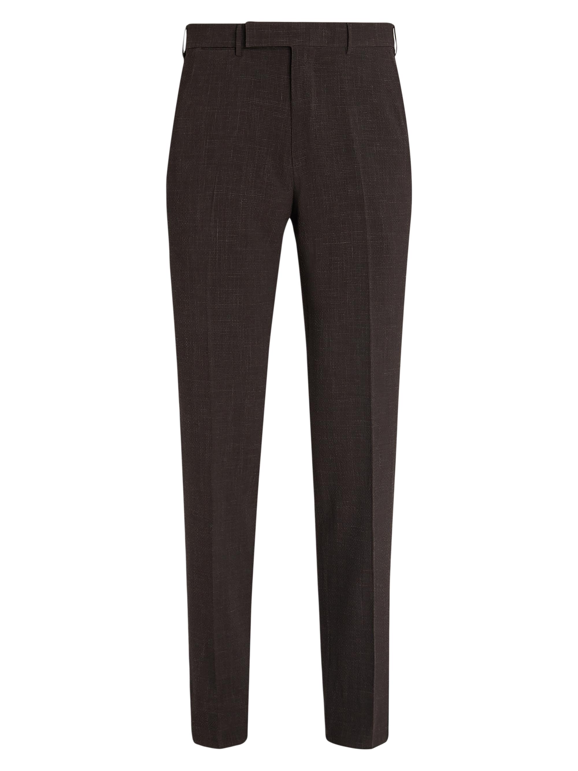 ZEGNA Men's Wool Silk and Linen Pants - Dark Brown