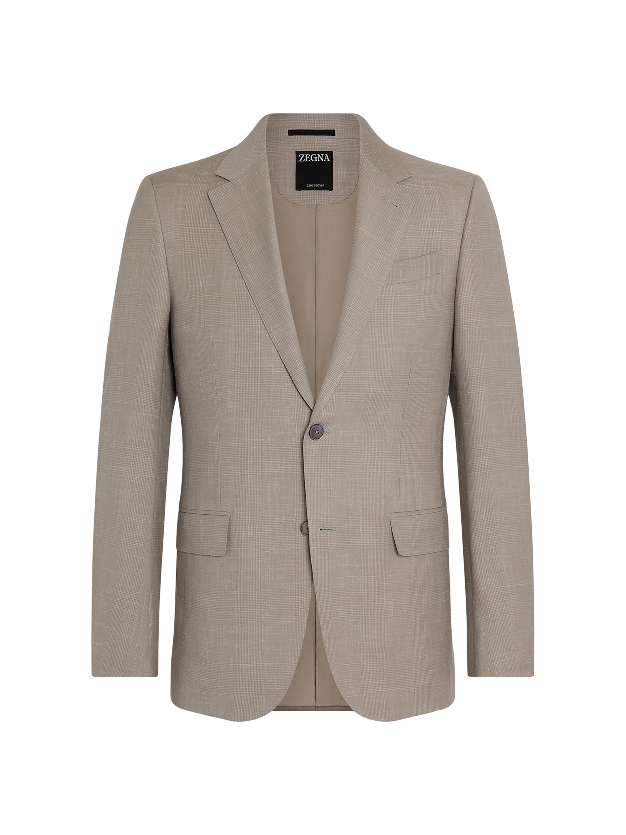 ZEGNA Men's Prince of Wales Deconstructed Jacket - Light Beige Light Taupe