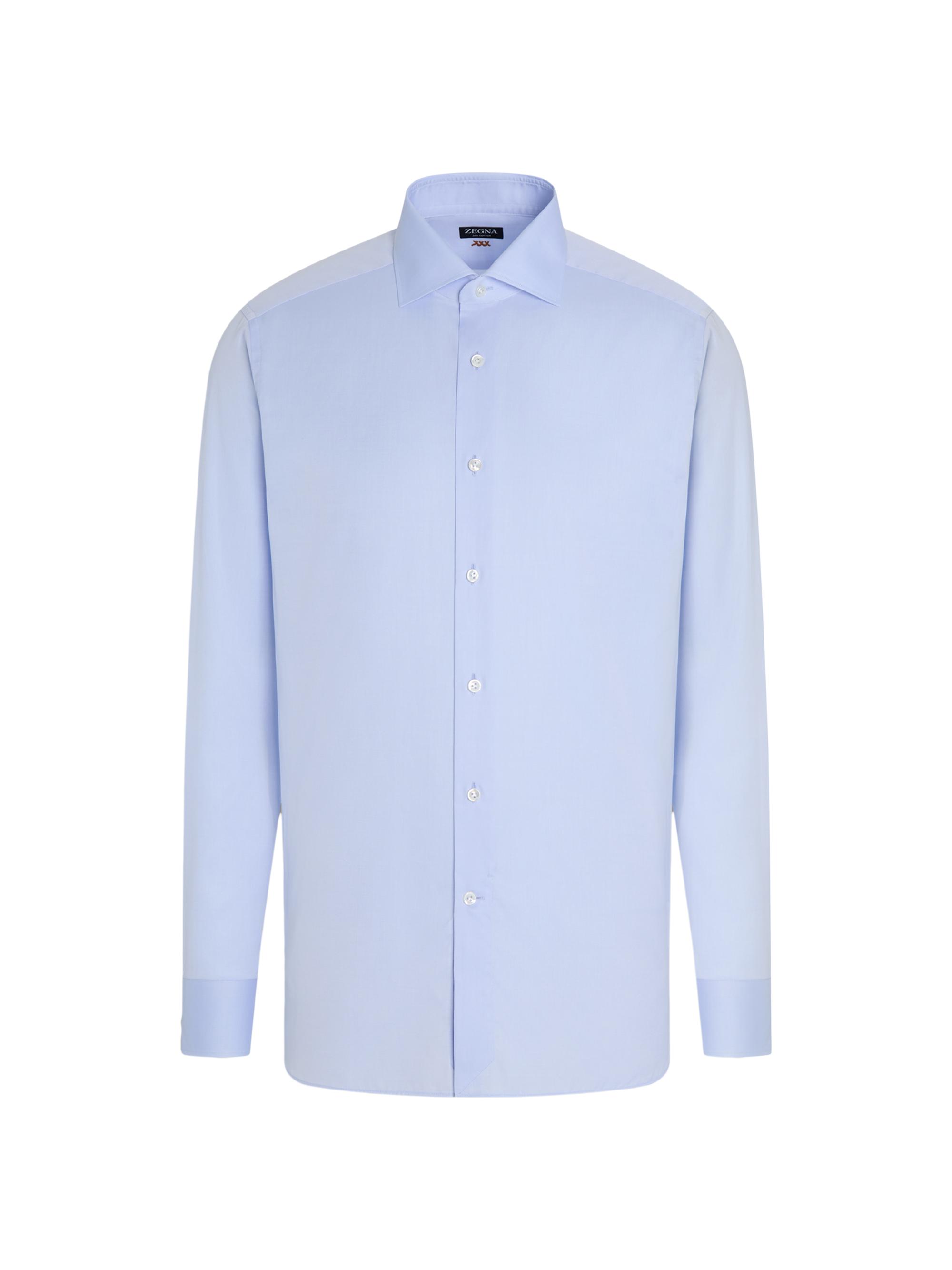 ZEGNA Men's 300 Cotton Shirt - Light Blue