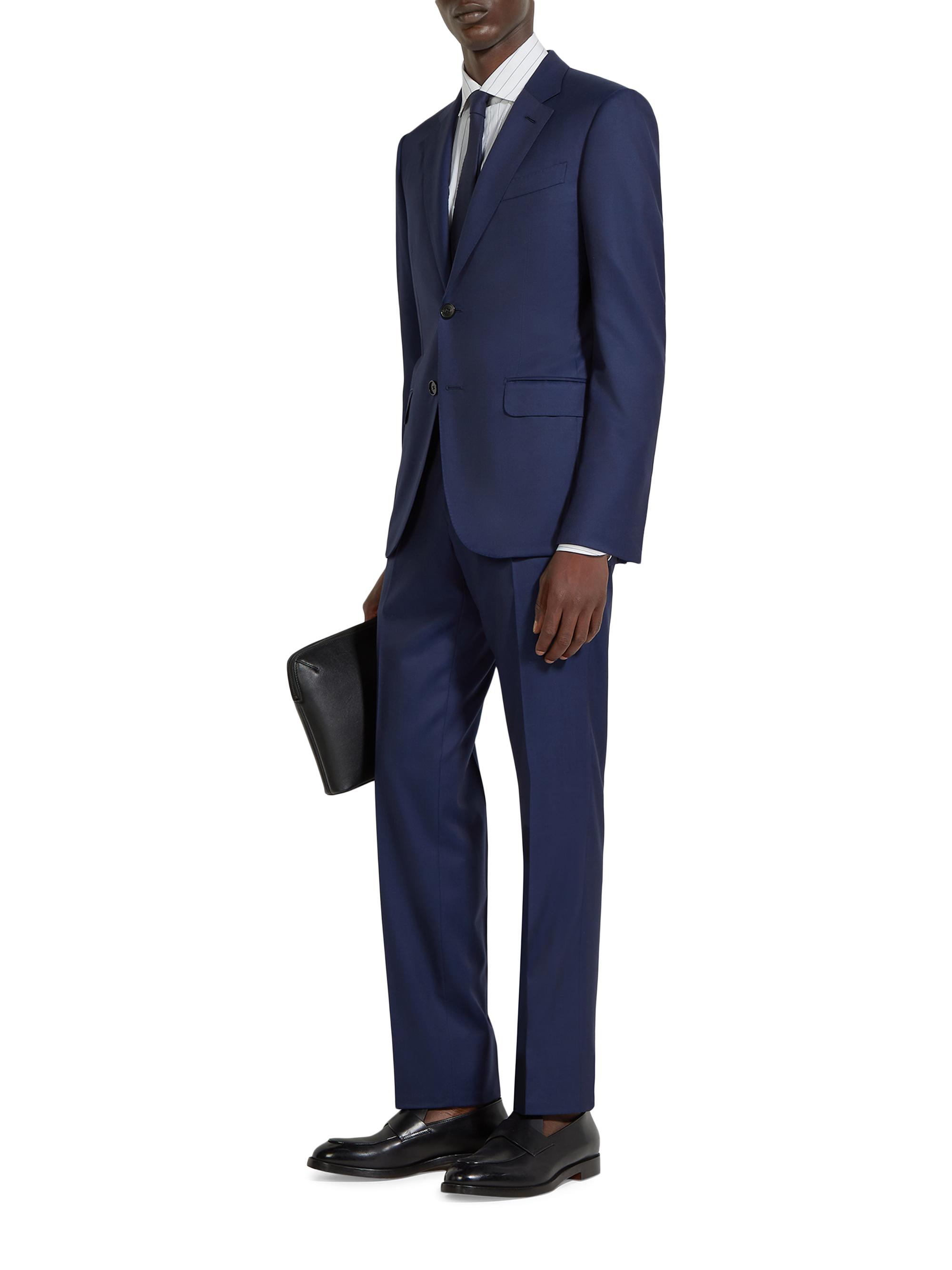 ZEGNA Men's Notch Lapel Light Centoventimila Wool Suit - Electric Blue