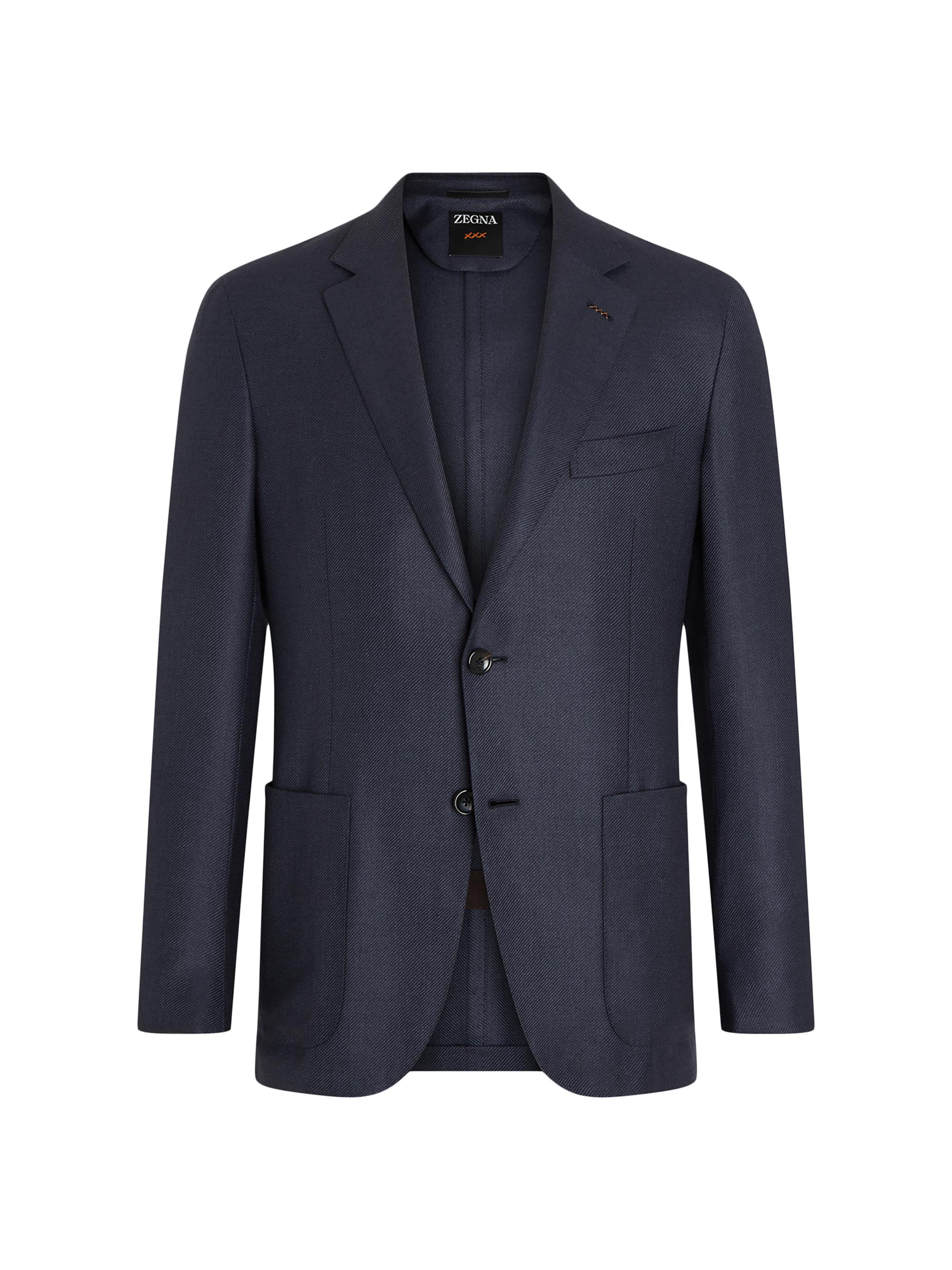 ZEGNA Men's Cashmere Silk and Linen Jacket - Navy Blue
