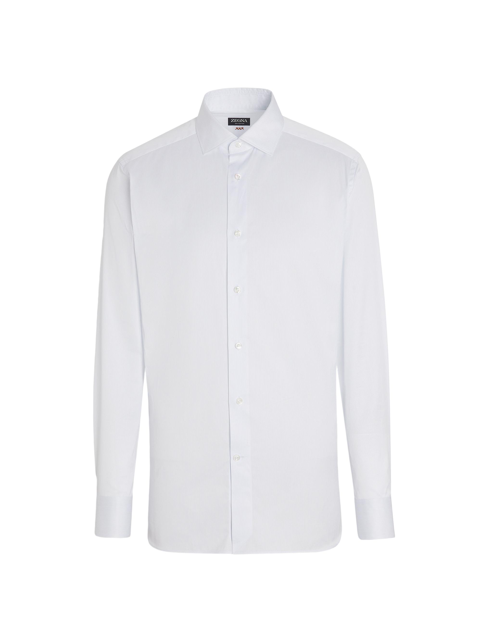 ZEGNA Men's Striped Cotton Shirt - White Blue