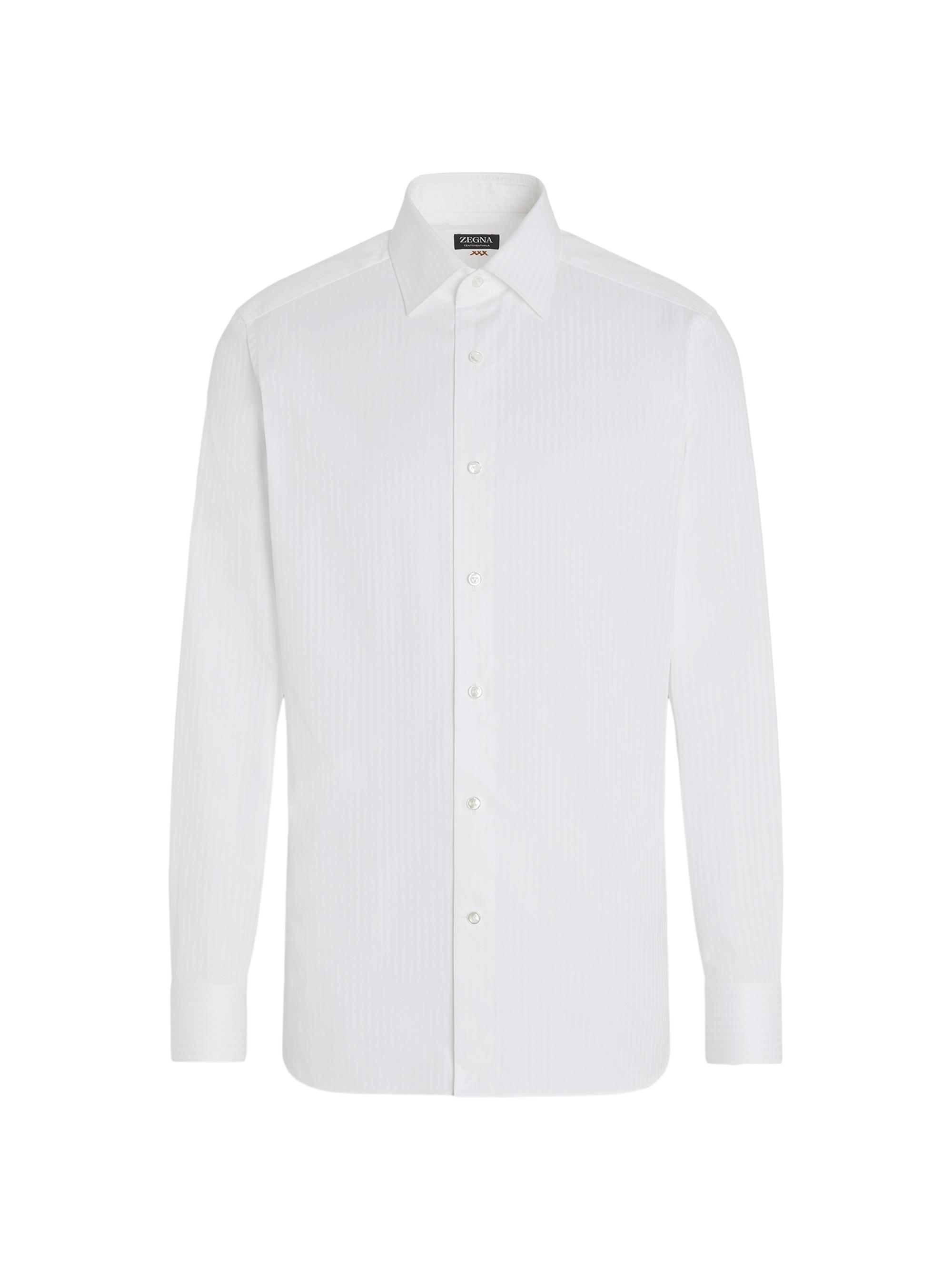 ZEGNA Men's Structured Striped Cotton Shirt - Optical White