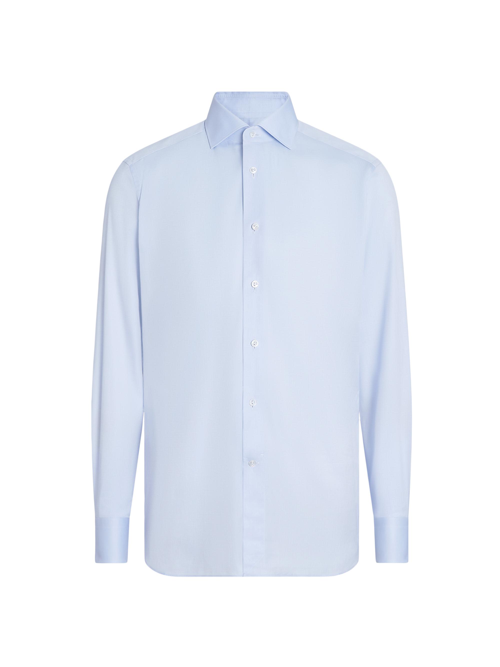 ZEGNA Men's 300 Cotton Spread Collar Shirt - Optical White