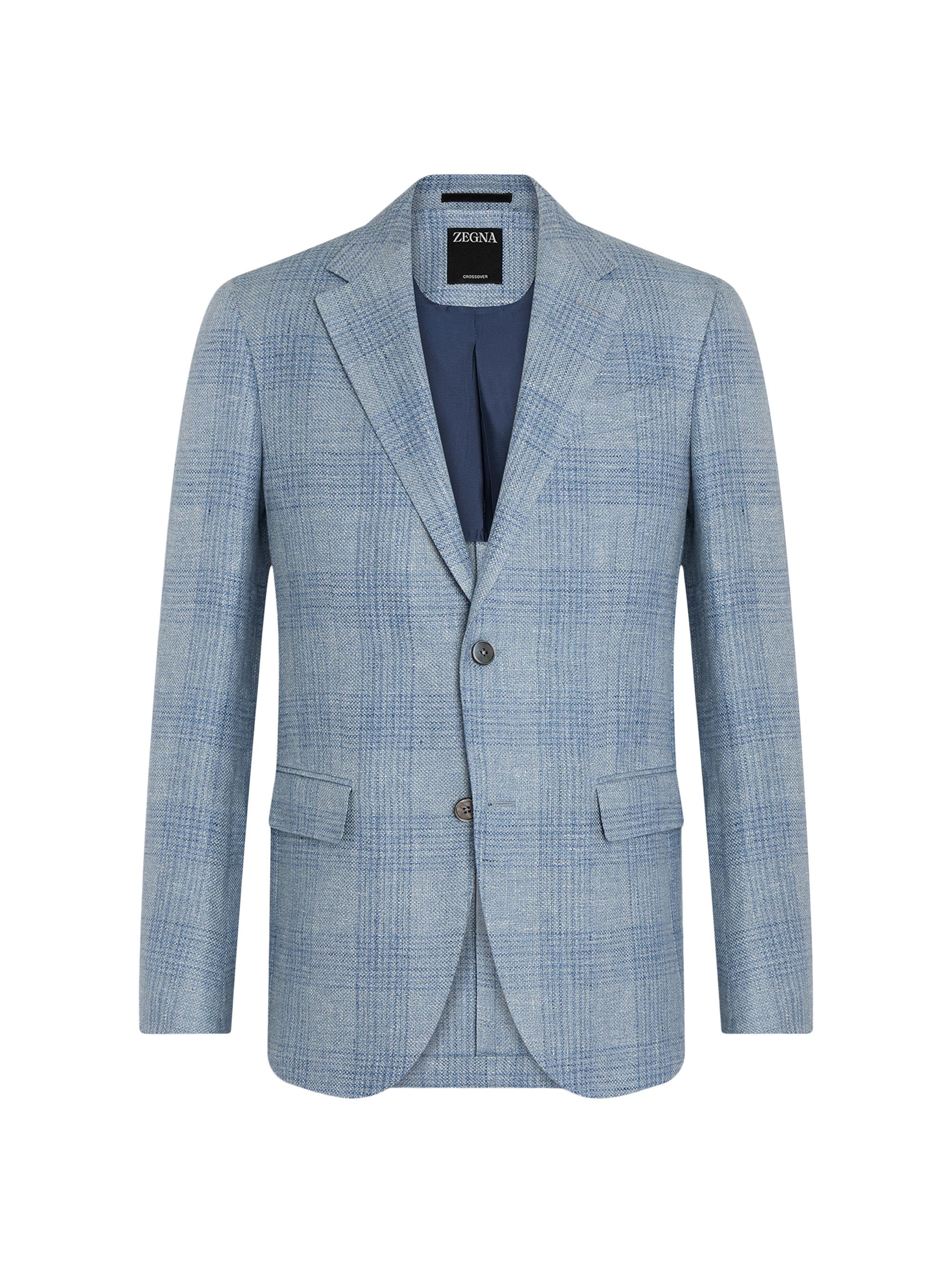 ZEGNA Men's Linen, Wool and Silk Jacket - Light Blue