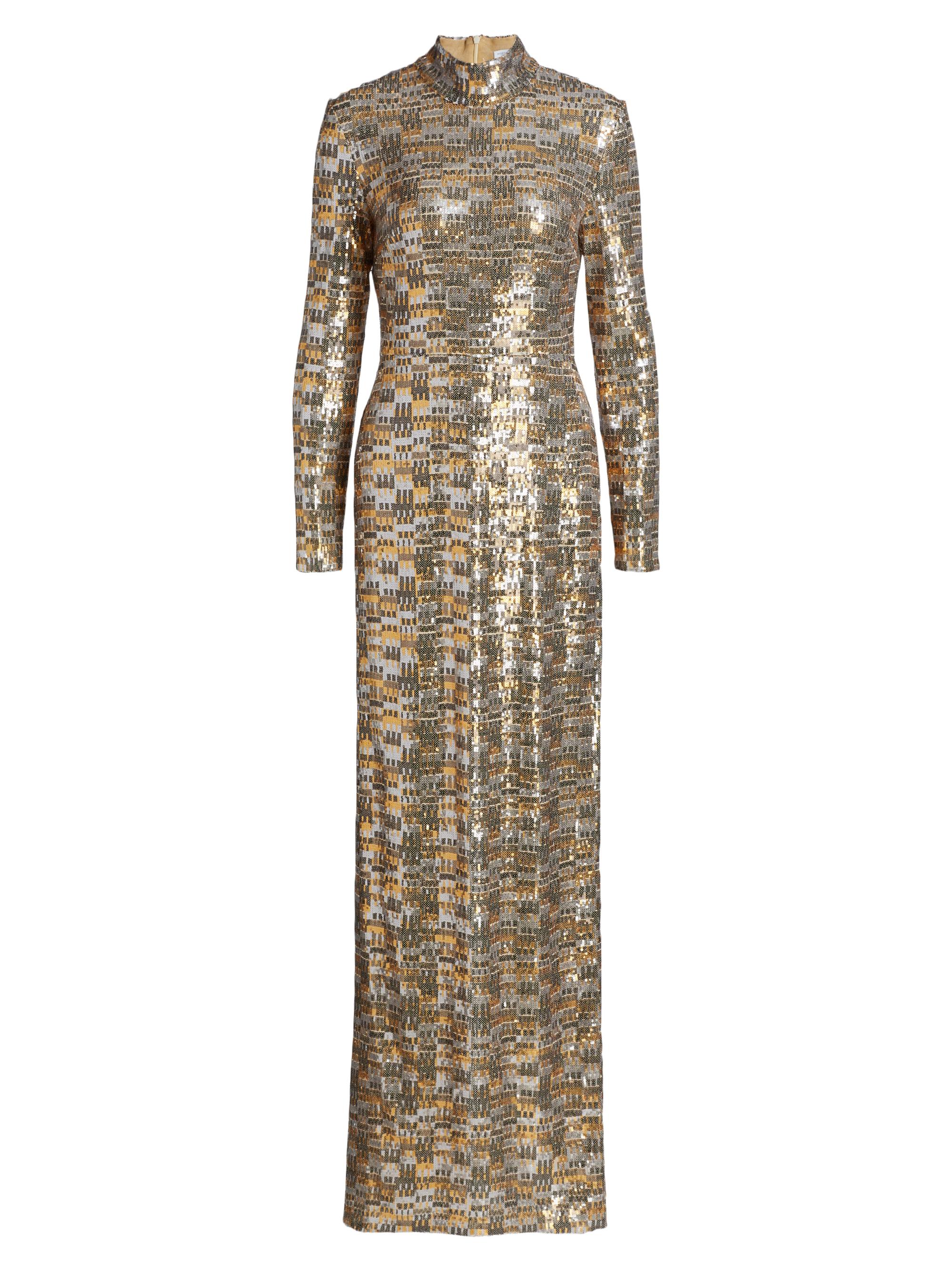 Rosetta Getty Women's Bauhaus Mesh Sequin Turtleneck Maxi Dress