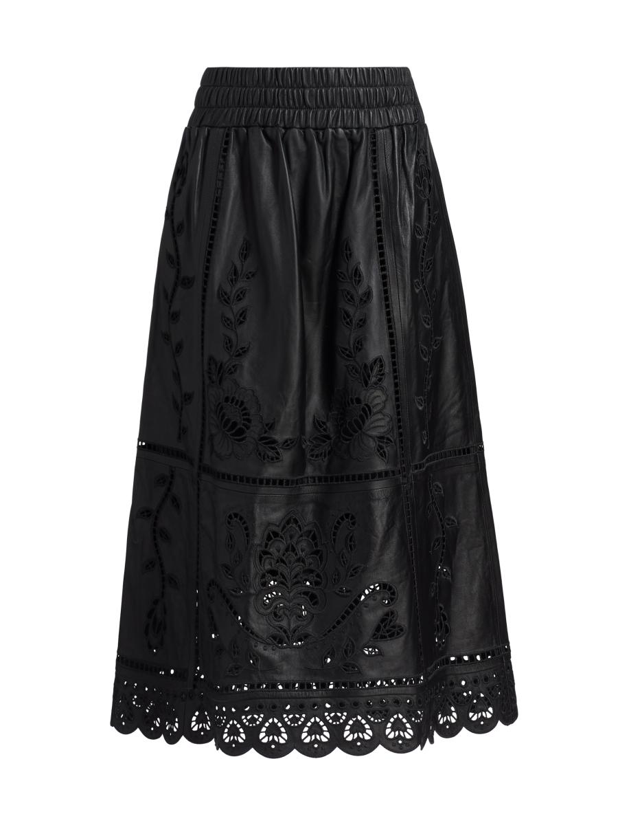 Farm Rio Richilieu Heart Cut-Out Leather Midi-Skirt | Saks Fifth