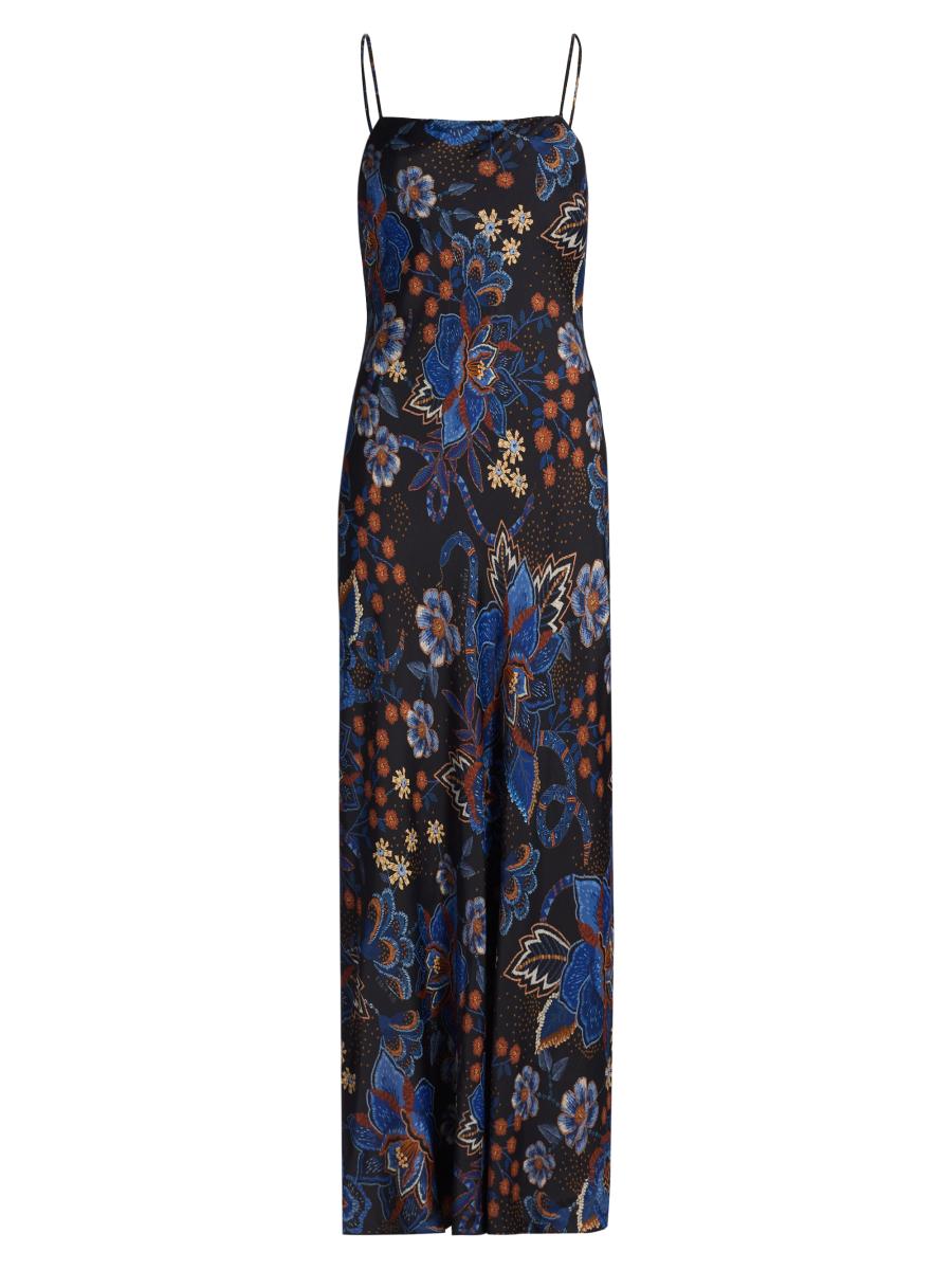 farm rio blue snake dress FARM Rio Black Flowerful Garden Midi Dress, Snake Garden Black / XXS main image 1