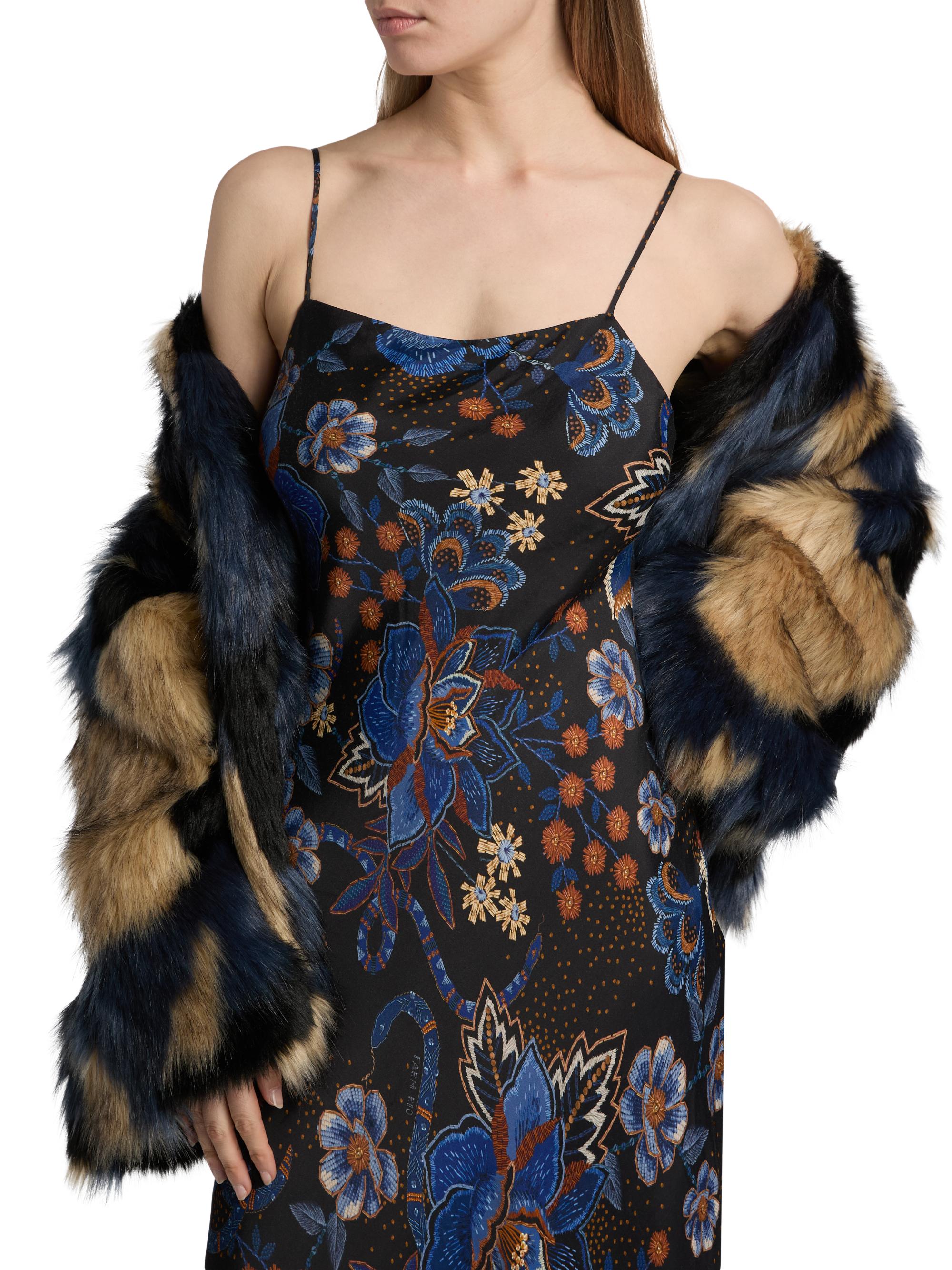 farm rio blue snake dress FARM Rio Blue Seahorse Embroidery One-Shoulder Euroflax Premium Linen Maxi Dress, Blue / M