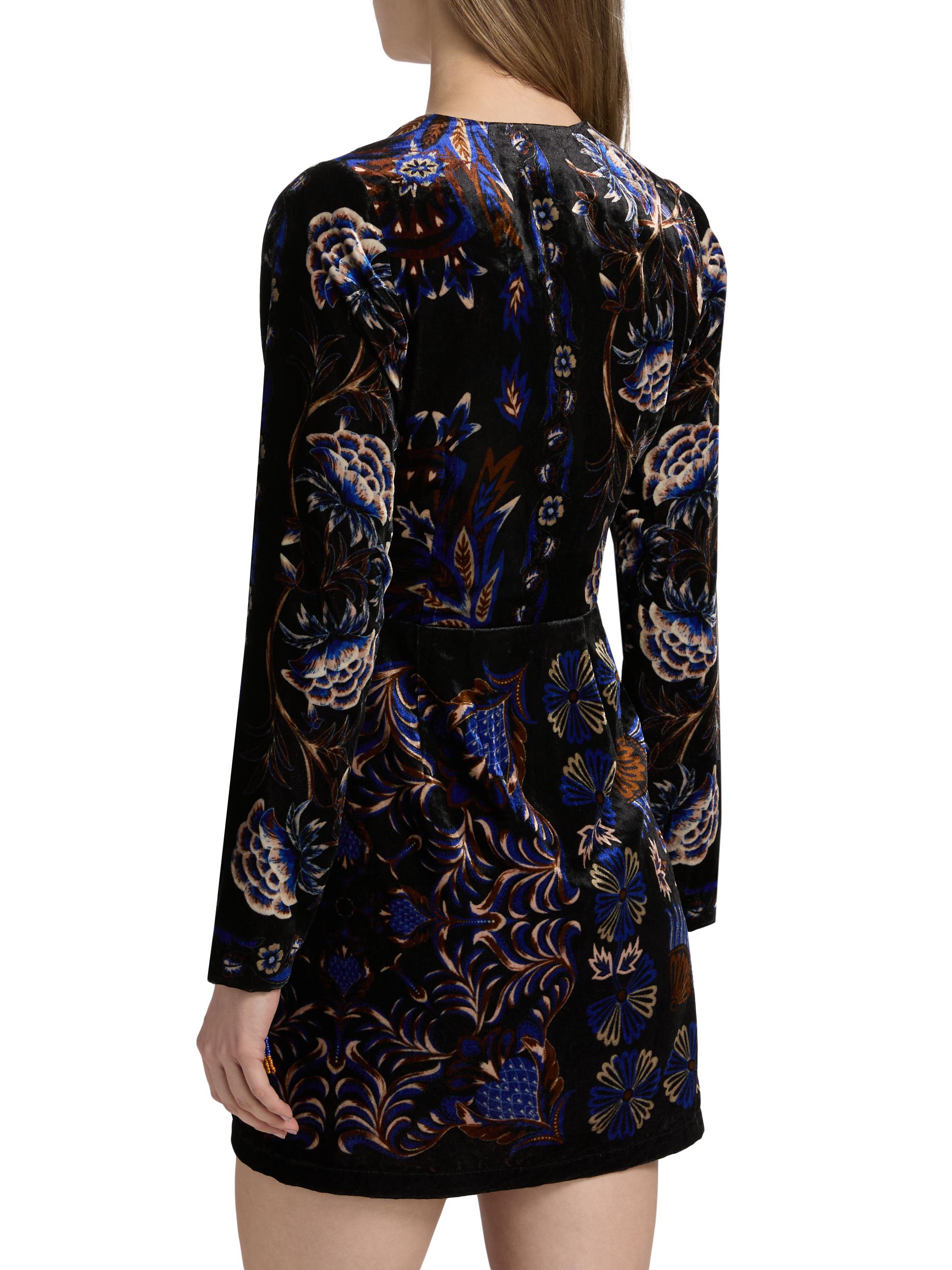 FARM Rio Black Arabesque Mix Scarves Wrap Mini Dress, Arabesque Mix Scarves Black / XS