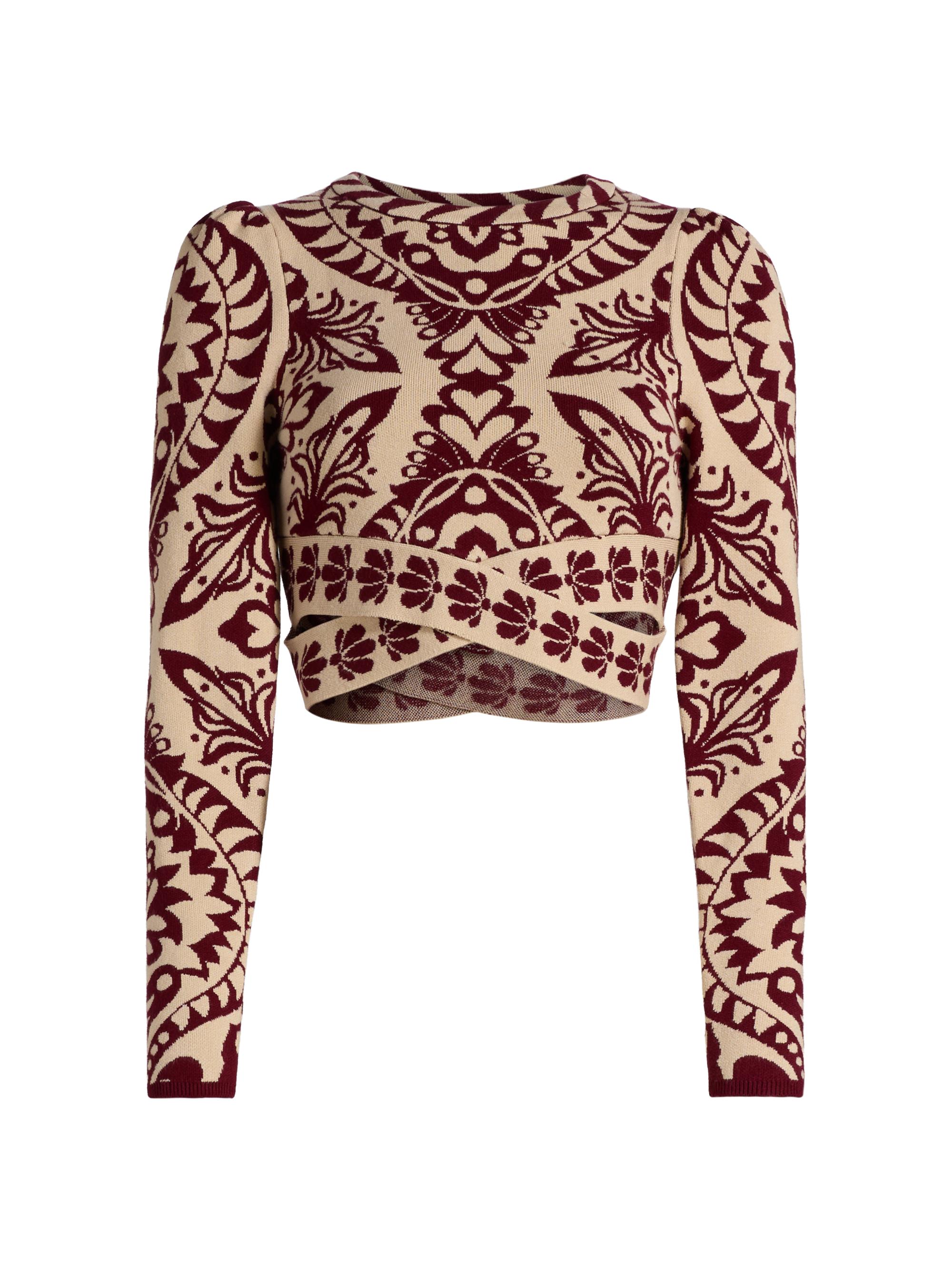 Farm Rio Women's Pineapple Love Intarsia-Knit Crop Sweater - Off White