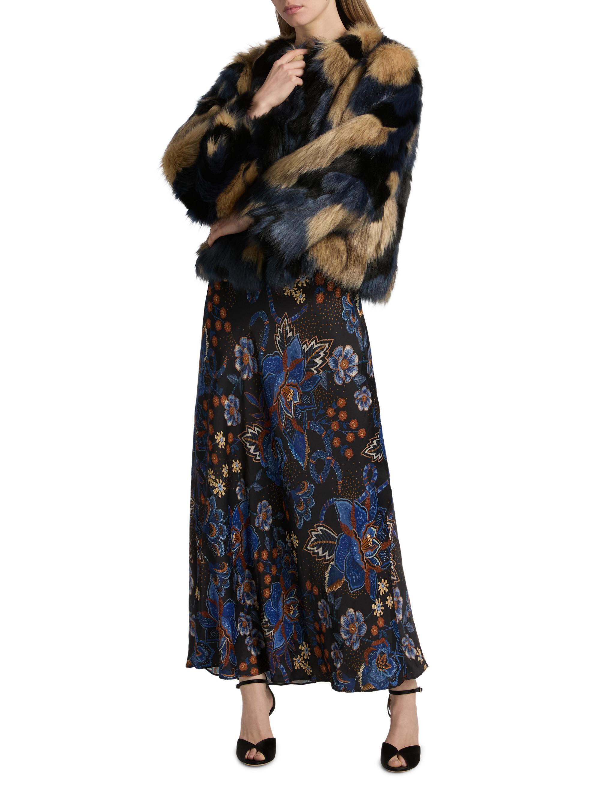 Farm Rio Abstract Faux-Fur Round-Neck Coat | Saks Fifth Avenue