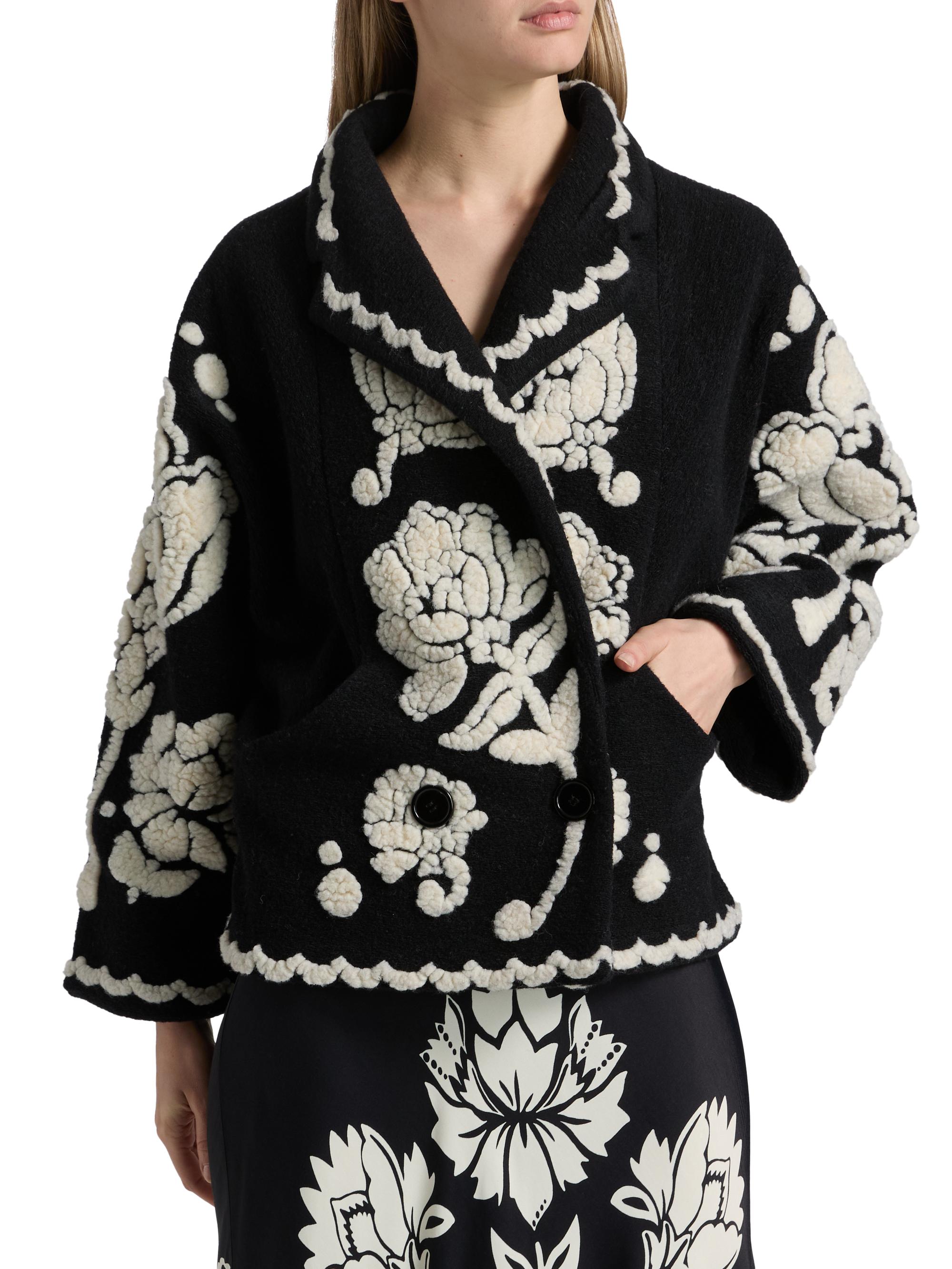 Farm Rio Floral Arabesque Fleece One-Button Coat | Saks Fifth Avenue