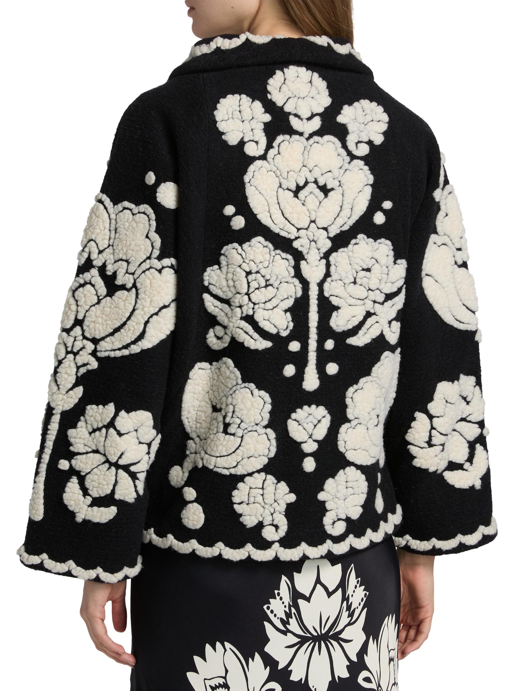Farm Rio Floral Arabesque Fleece One-Button Coat | Saks Fifth Avenue