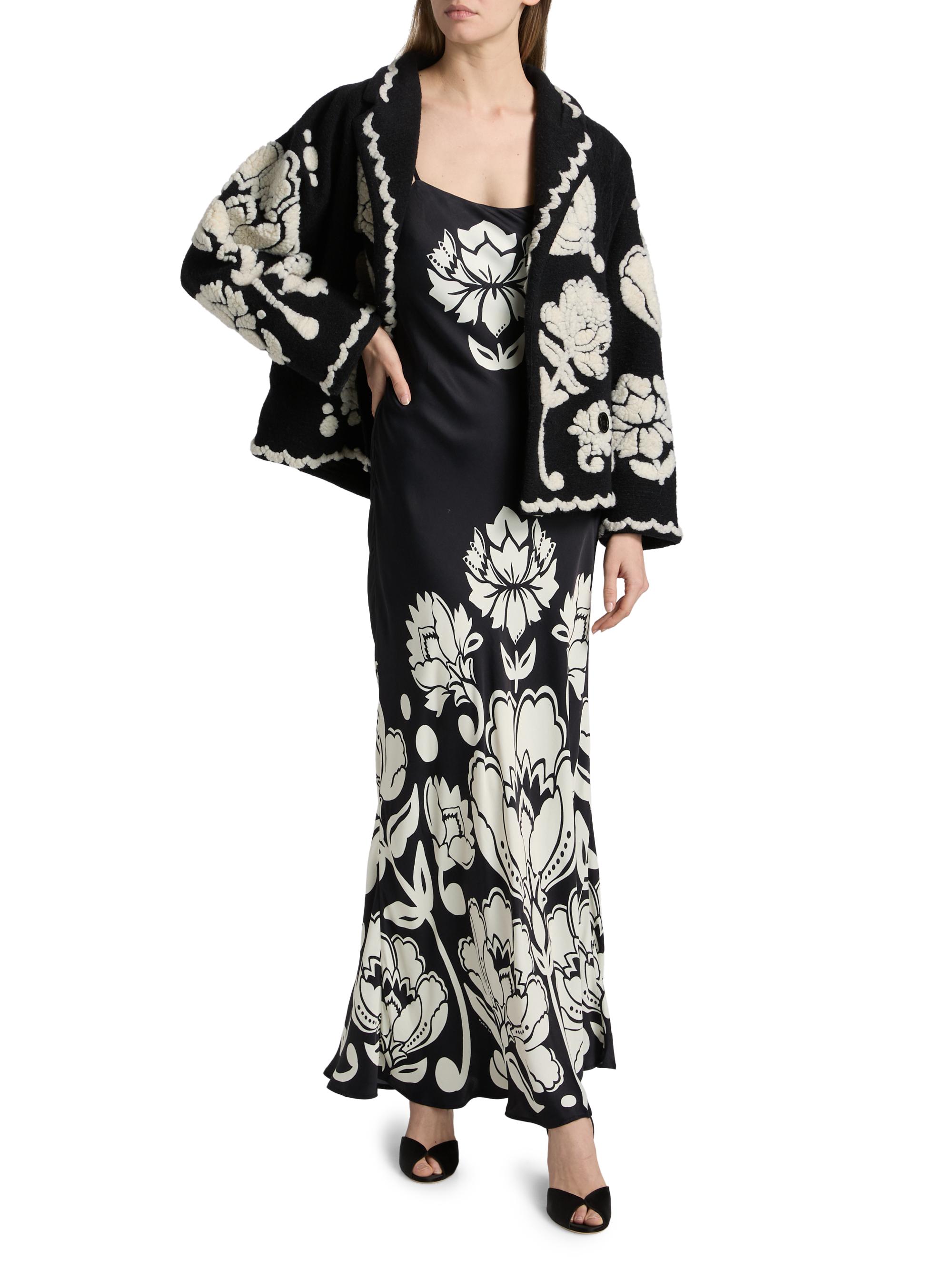 Farm Rio Floral Arabesque Fleece One-Button Coat | Saks Fifth Avenue