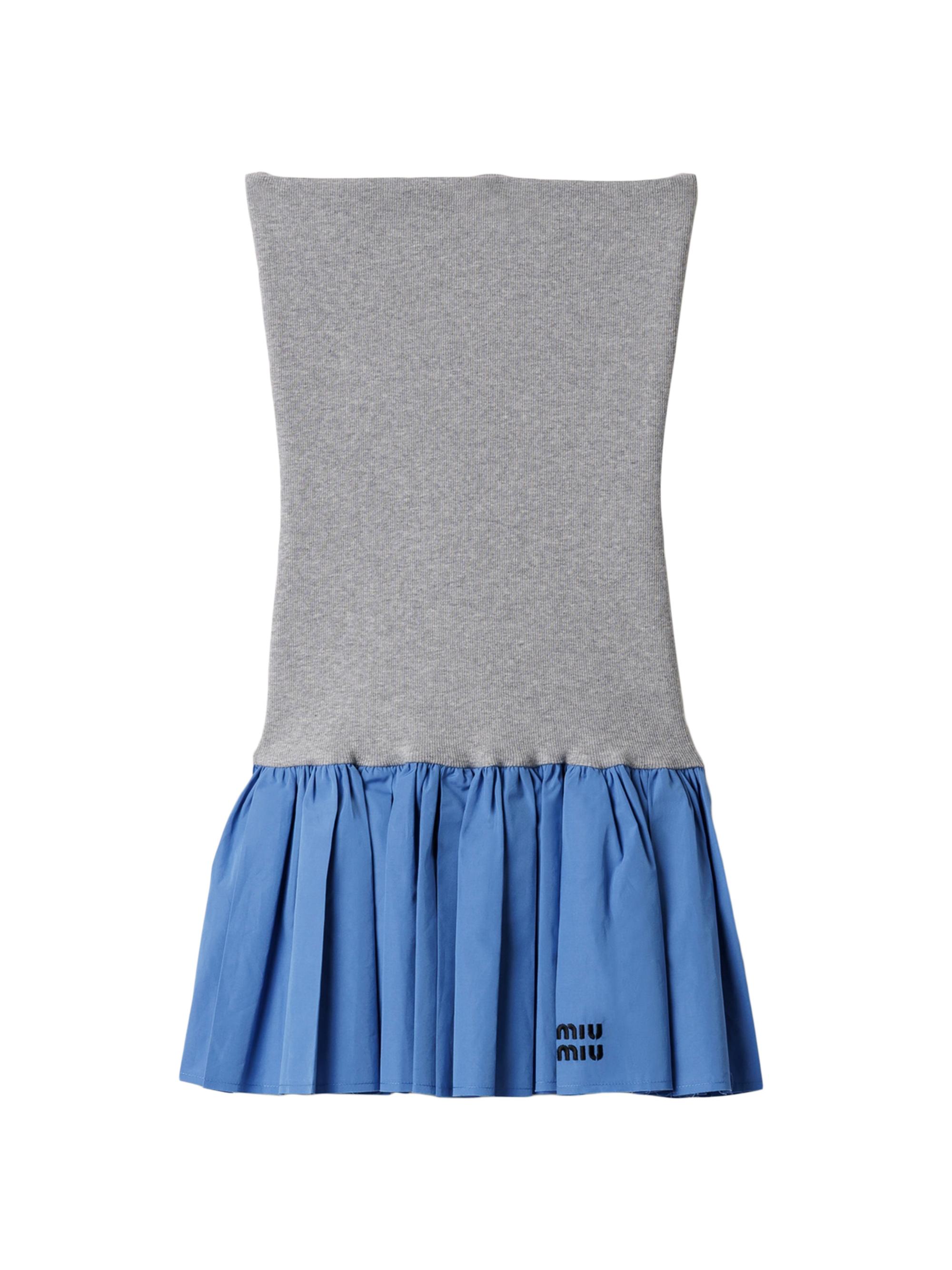 Miu Miu Poplin and Jersey Miniskirt | Saks Fifth Avenue