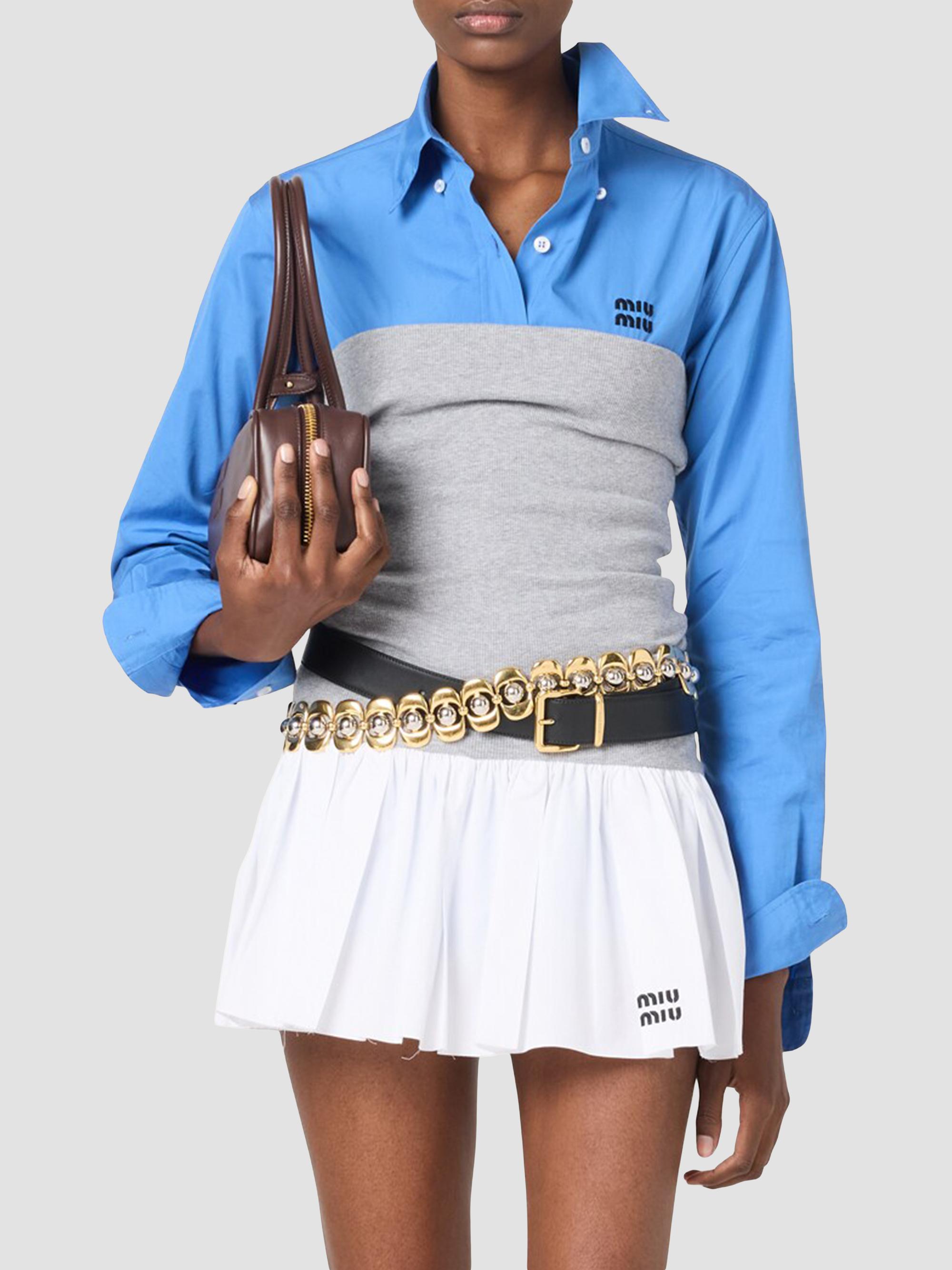 Miu Miu Poplin and Jersey Mini Skirt | Saks Fifth Avenue