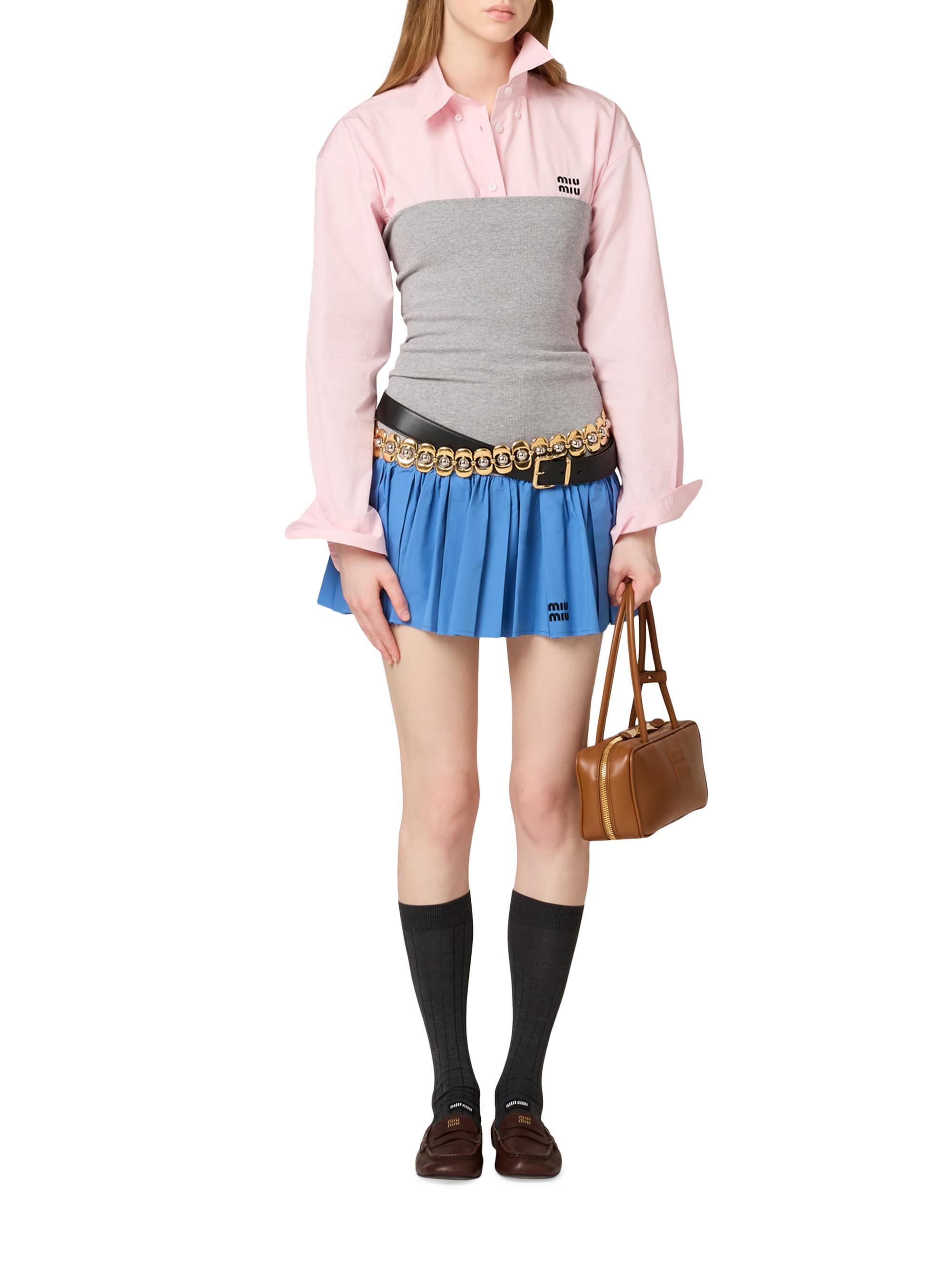 Miu Miu Poplin and Jersey Miniskirt | Saks Fifth Avenue