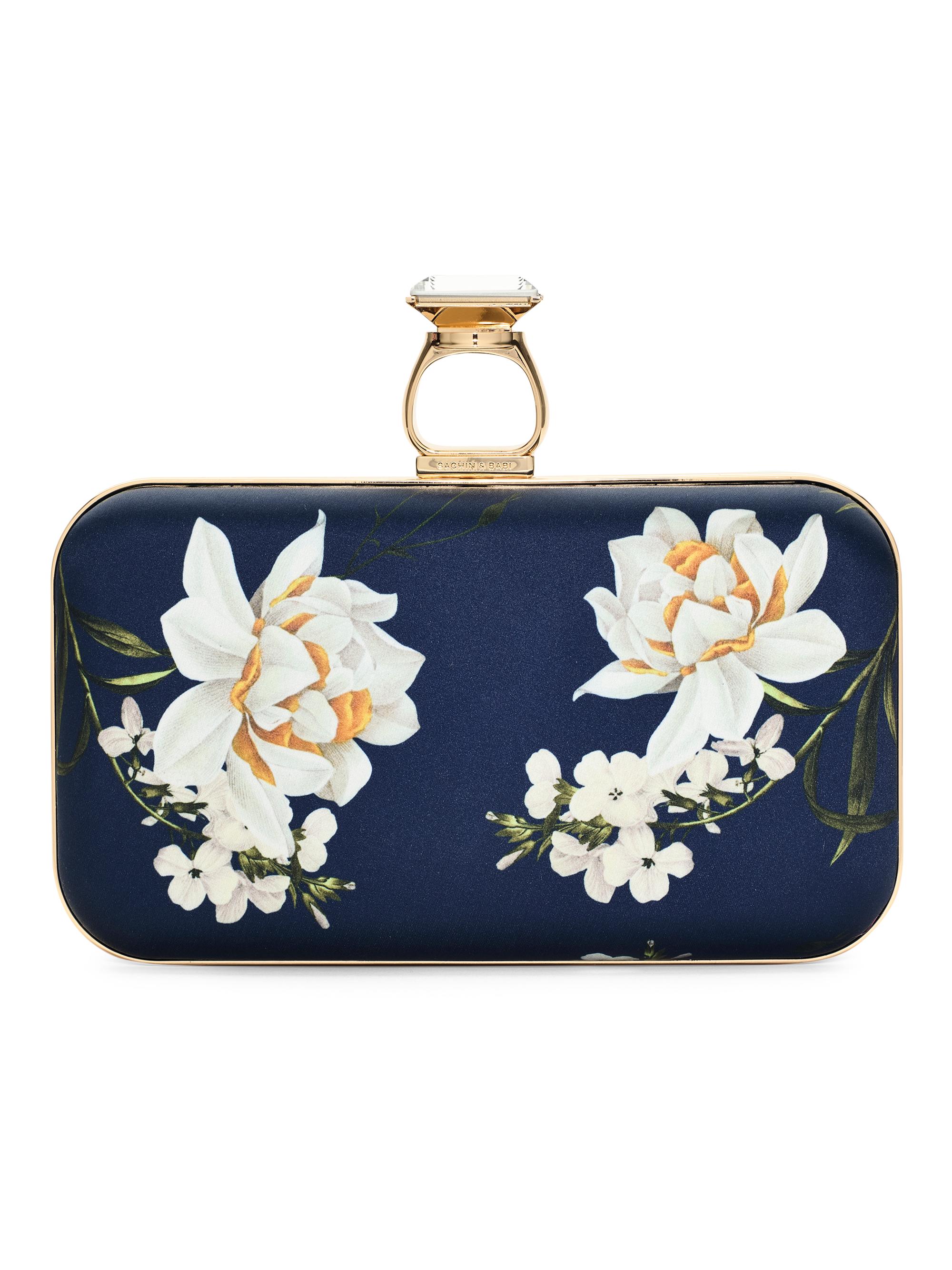 Sachin & Babi Women's On The Rocks Printed Satin Clutch - Navy Narcissus