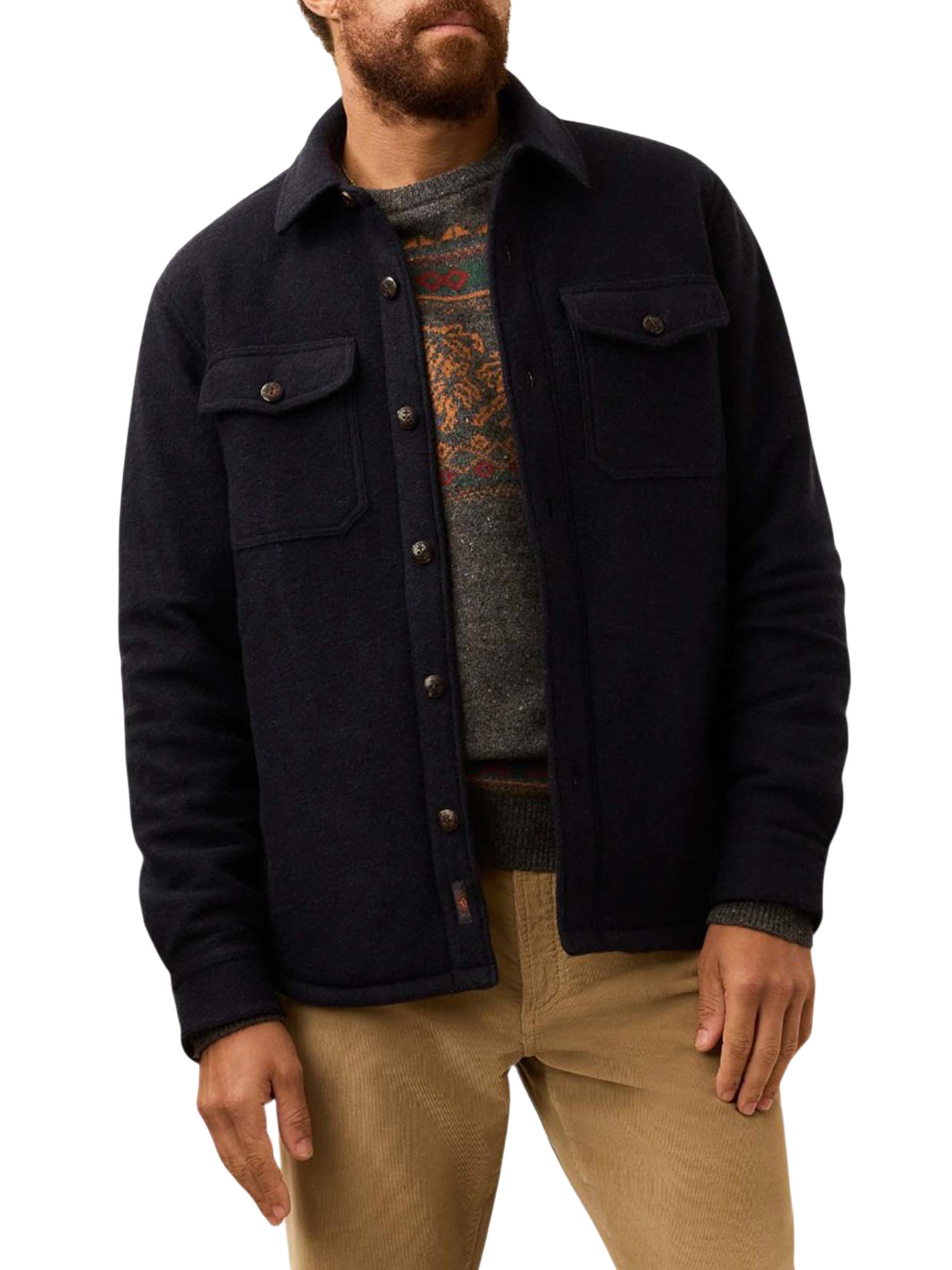 Faherty Brand Men's Range Fleece Shirt Jacket - Navy Shadow Twill