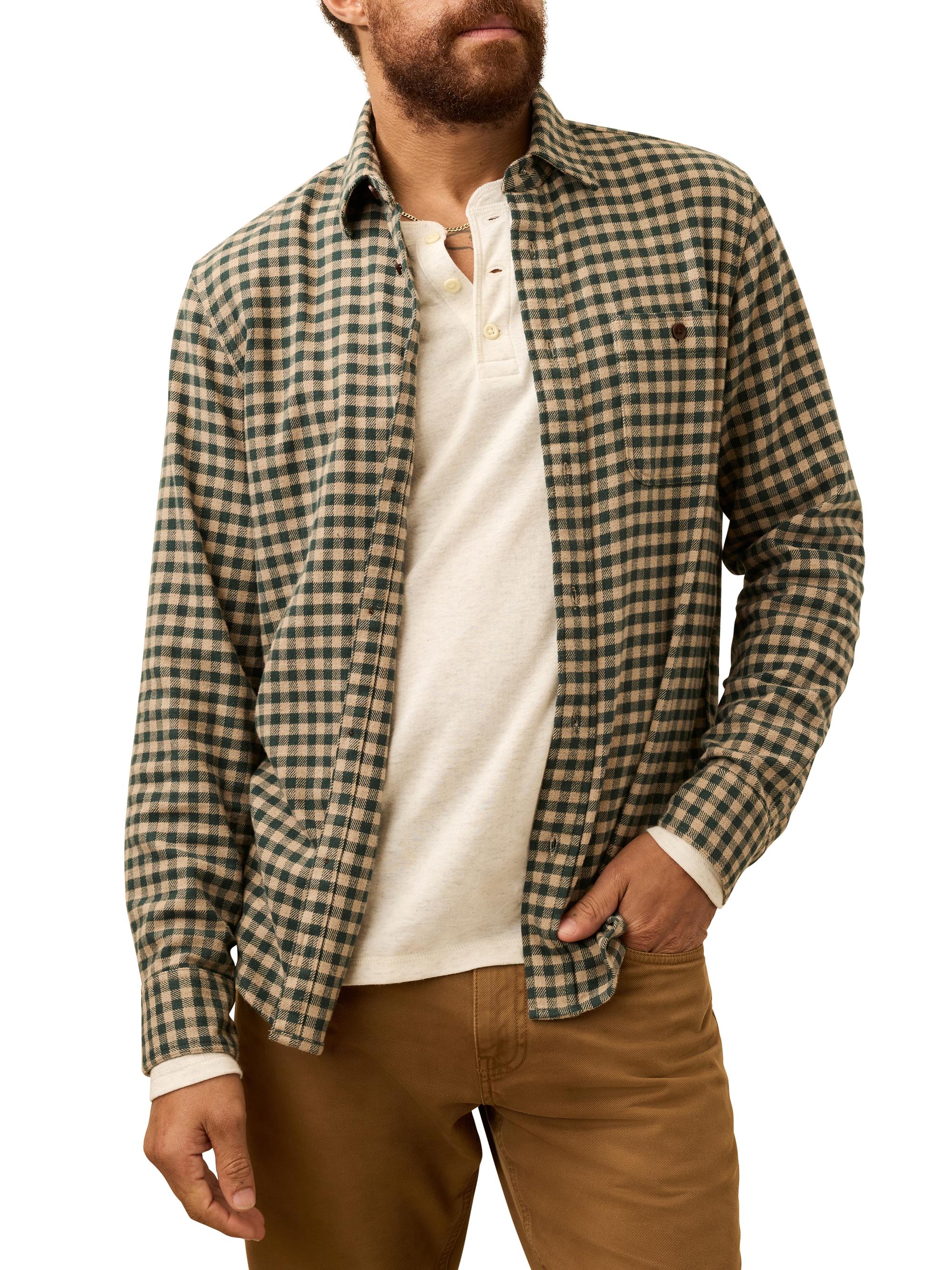 Faherty Brand Men's Plaid Brushed Flannel Shirt - Pinewood Gingham