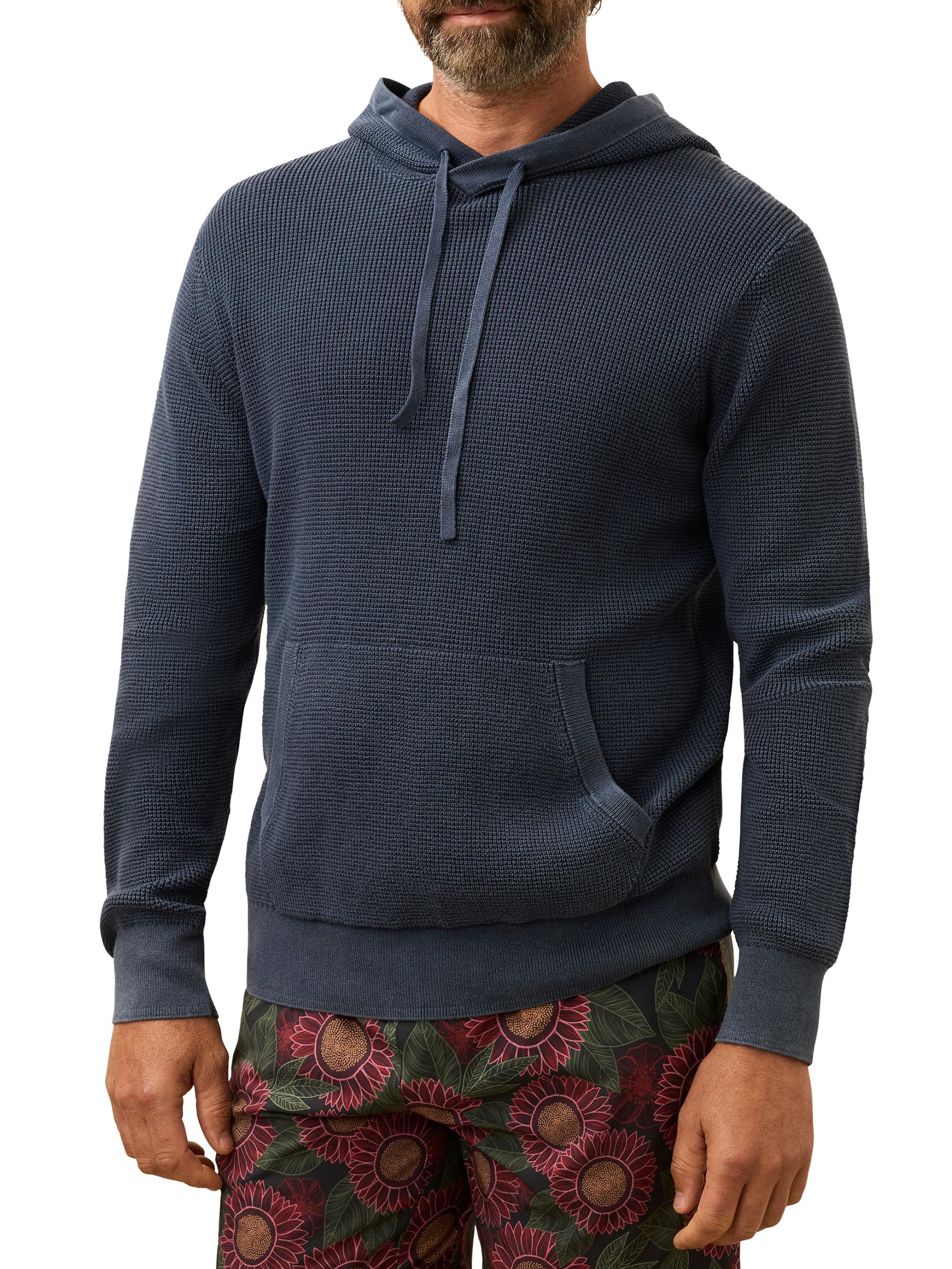 Faherty Brand Men's Sunwashed Cotton Waffle-Knit Hoodie - Blue Nights