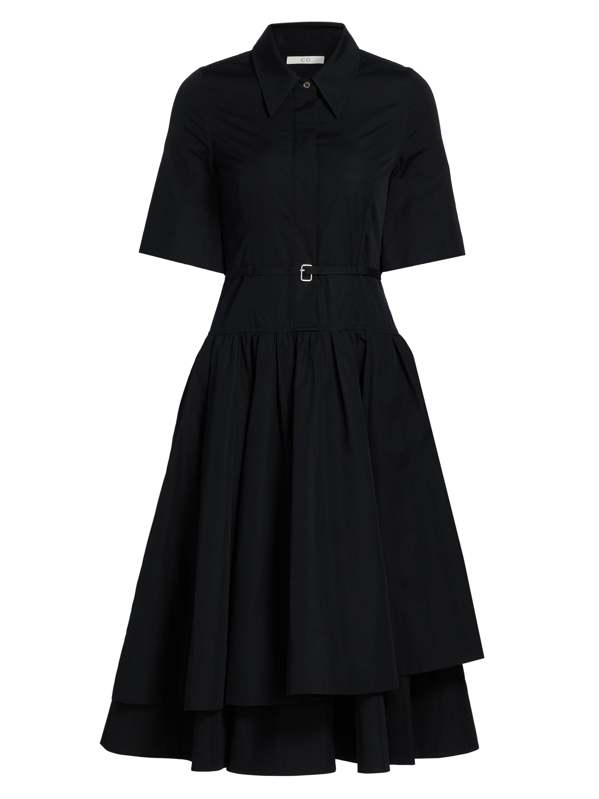 Co Women's tton Belted Midi-Shirtdress - Black