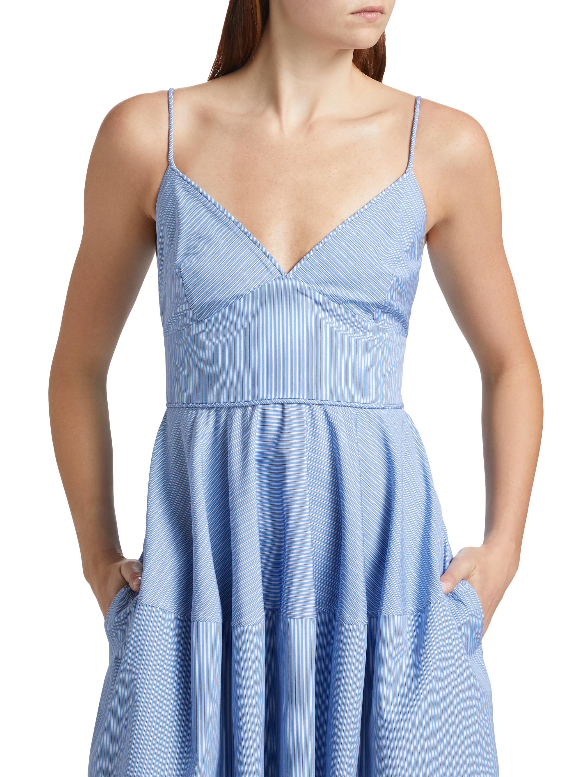 Co Women's Basque Striped Cotton Midi-Dress - Blue Multi - Size Large