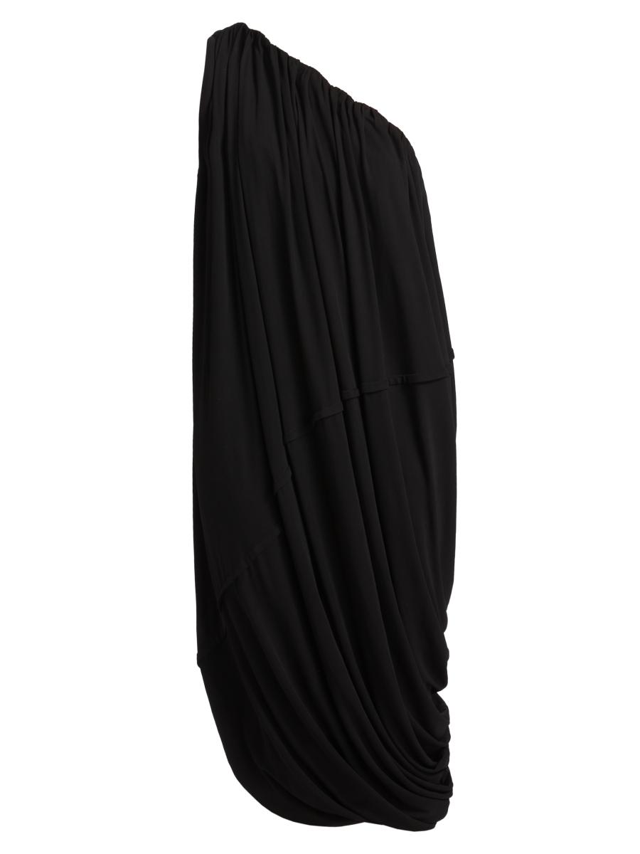 Asymmetric Draped Sequined Mesh Dress