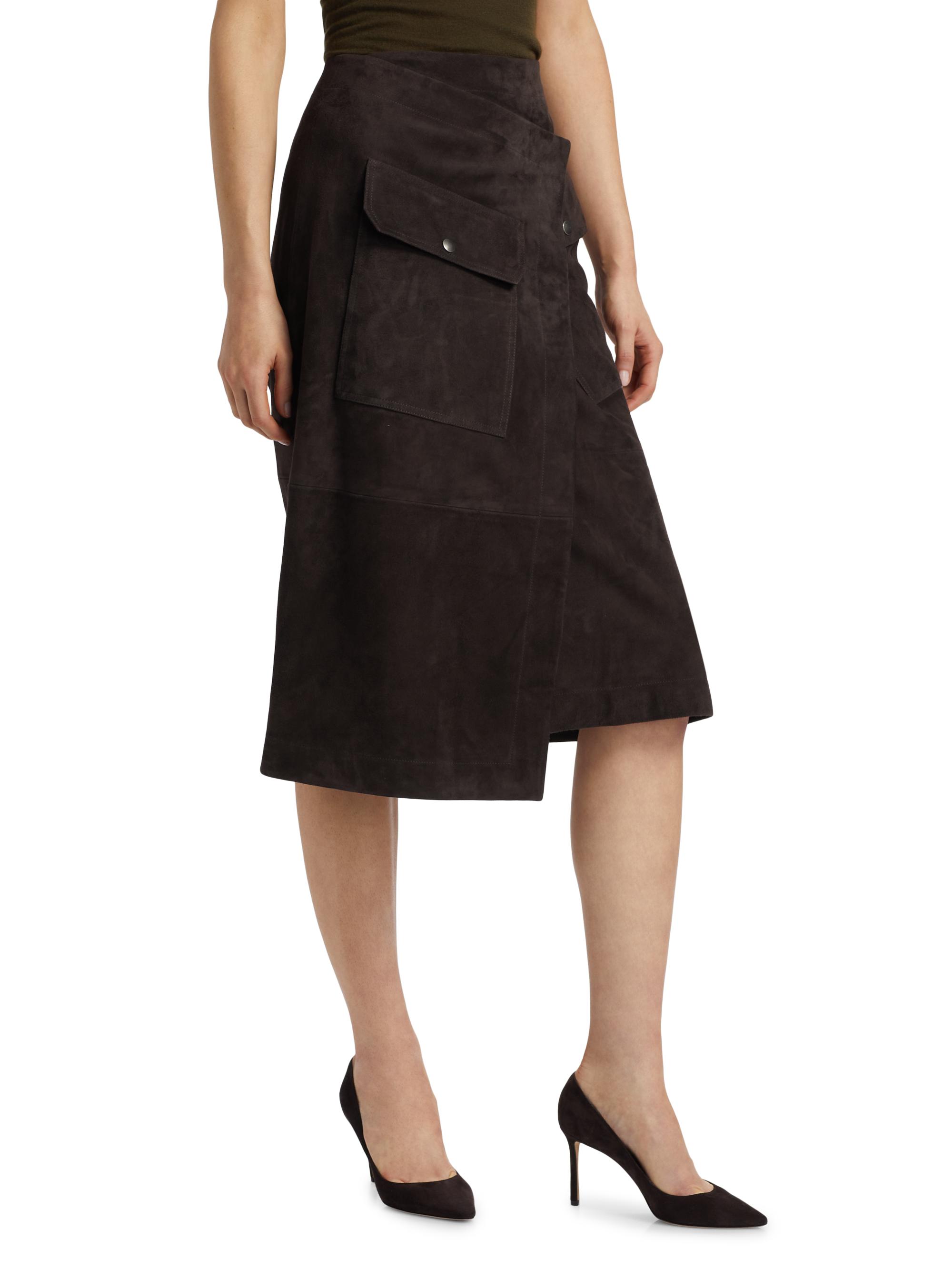 Co Asymmetric Suede Wrap Midi-Skirt | Saks Fifth Avenue