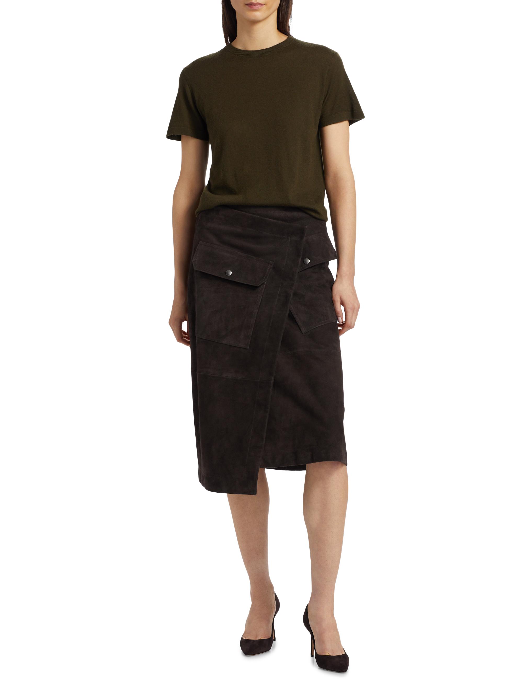 Co Asymmetric Suede Wrap Midi-Skirt | Saks Fifth Avenue
