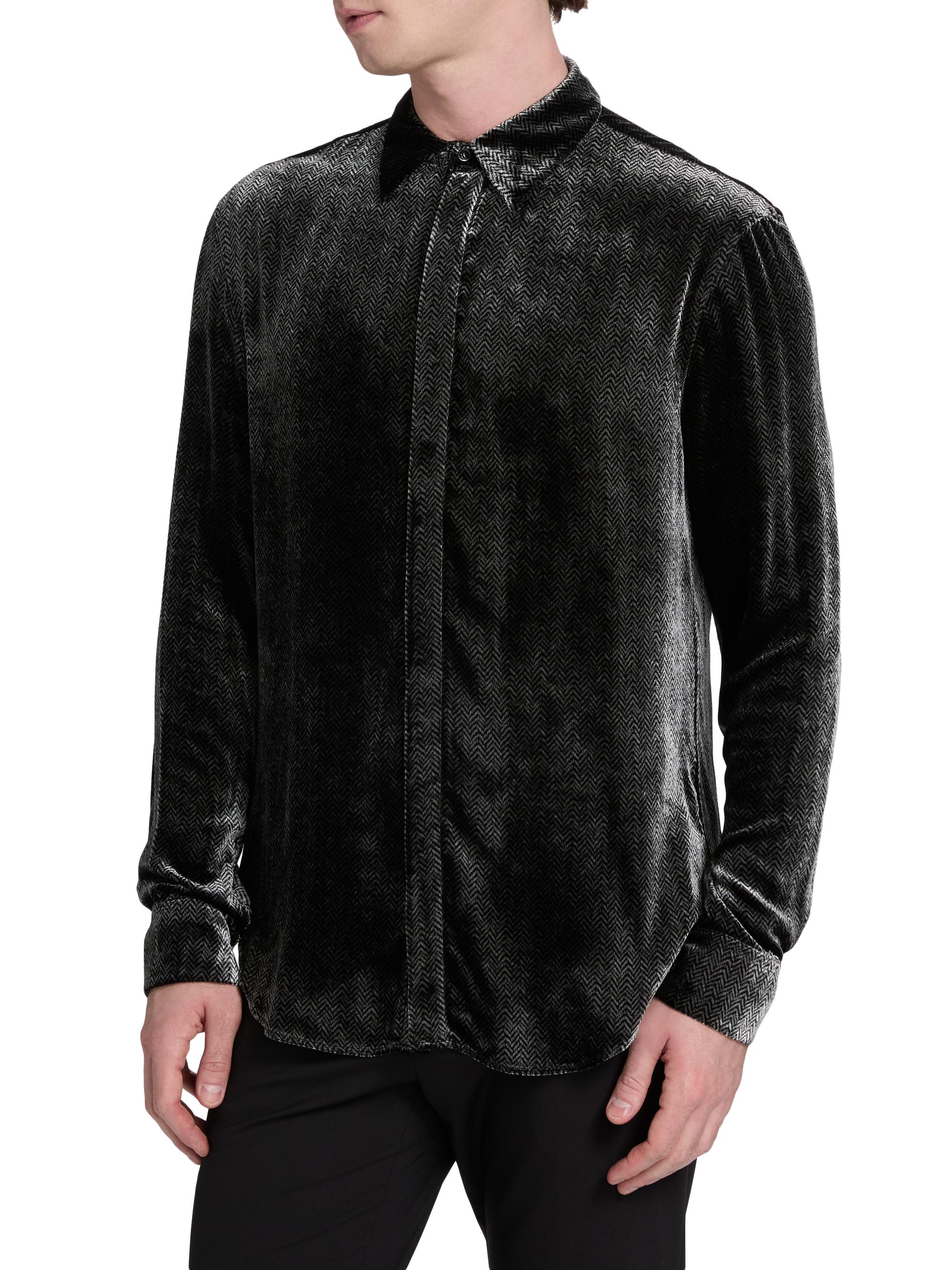 velvet dress shirt mens Yesfashion Men's Velvet Shirts Floral Printed Rose Shirts Long Sleeve Button Down Dress Wedding Party Shirts, Size: Small