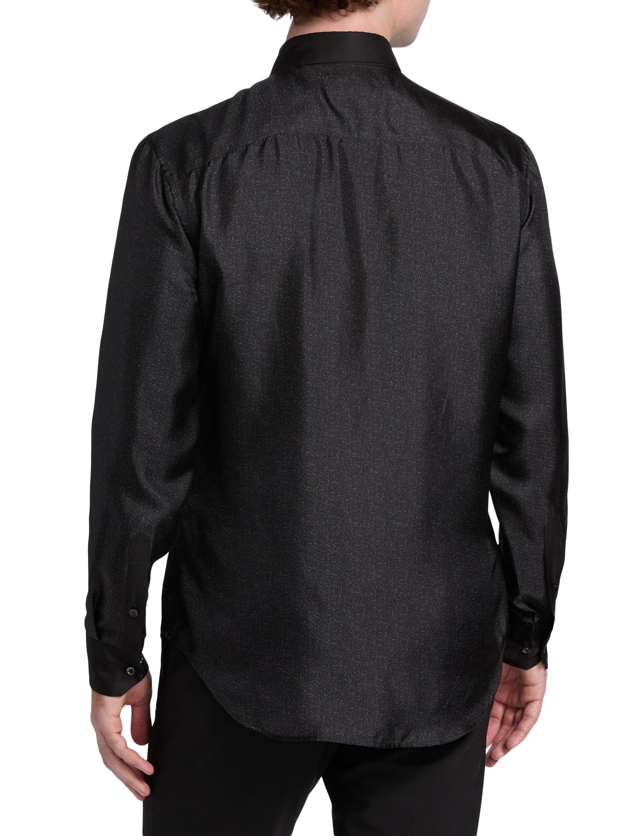 Giorgio Armani Silk Sequined Tux Shirt | Saks Fifth Avenue